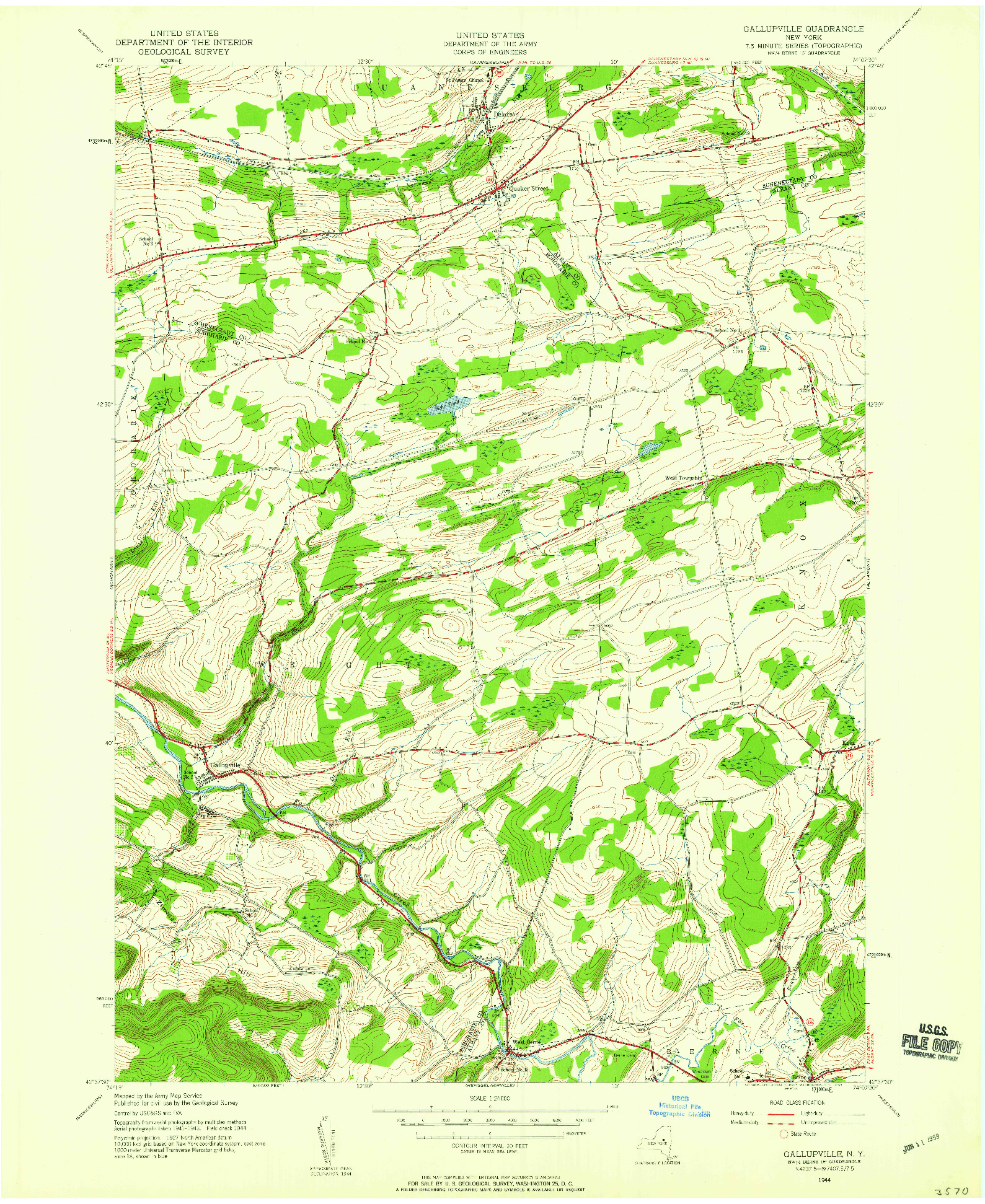 USGS 1:24000-SCALE QUADRANGLE FOR GALLUPVILLE, NY 1944