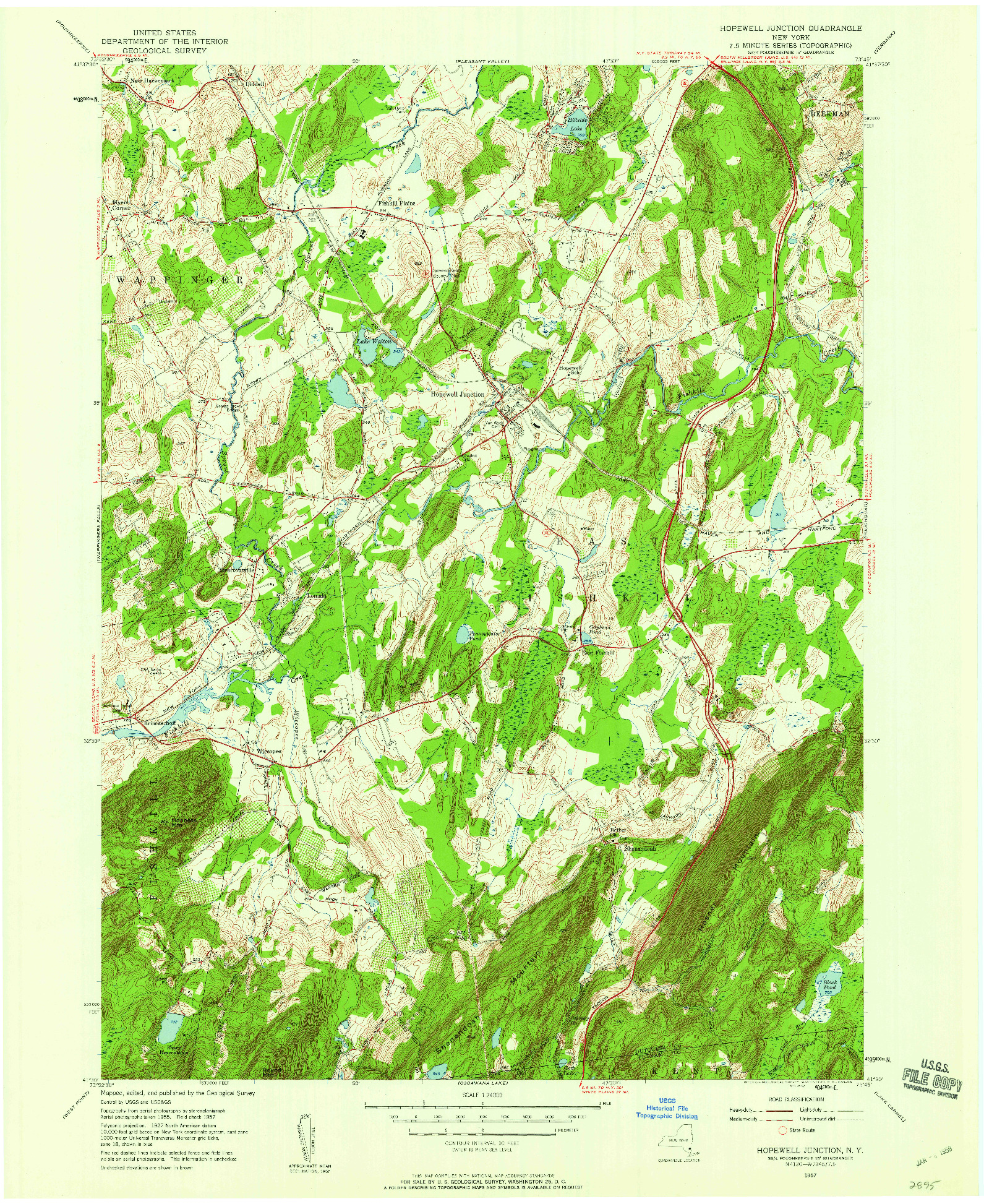 USGS 1:24000-SCALE QUADRANGLE FOR HOPEWELL JUNCTION, NY 1957