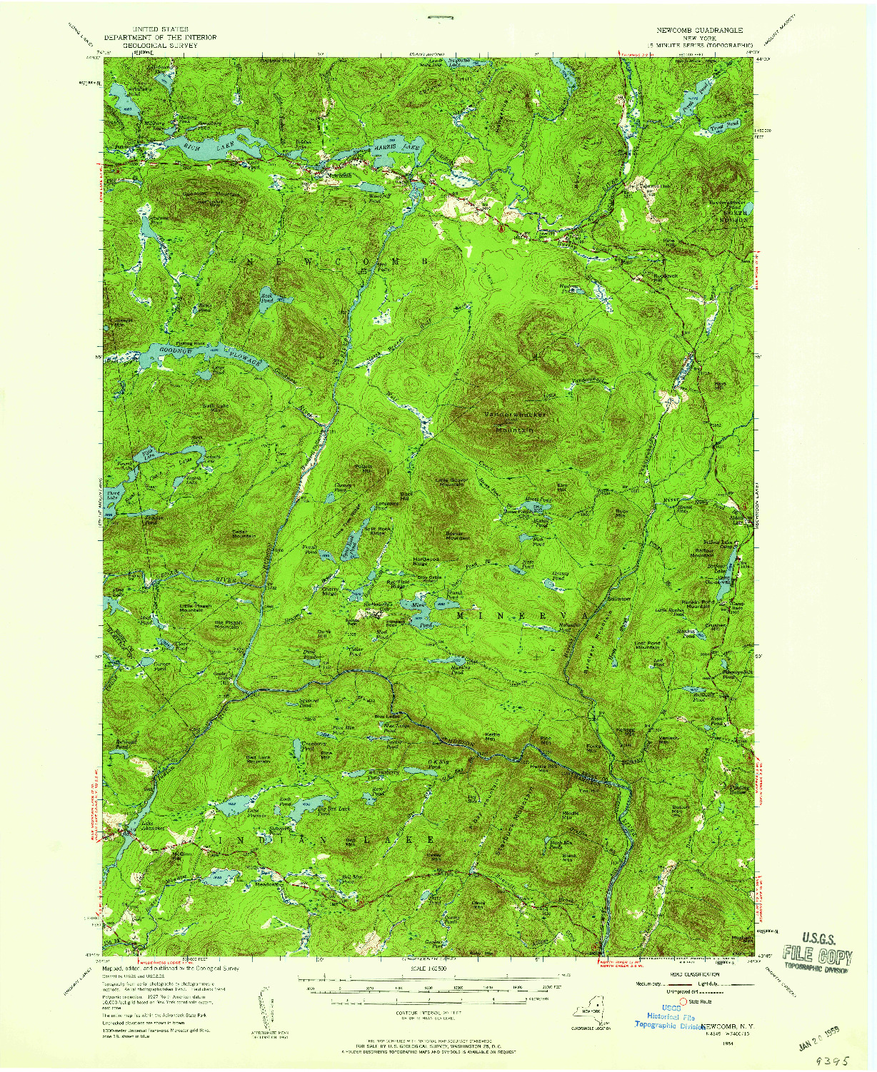 USGS 1:62500-SCALE QUADRANGLE FOR NEWCOMB, NY 1954