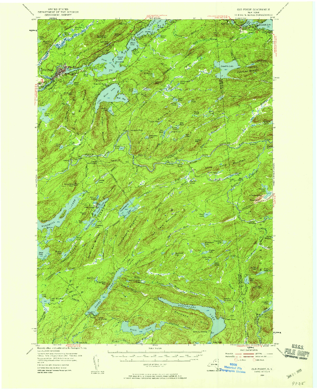 USGS 1:62500-SCALE QUADRANGLE FOR OLD FORGE, NY 1954