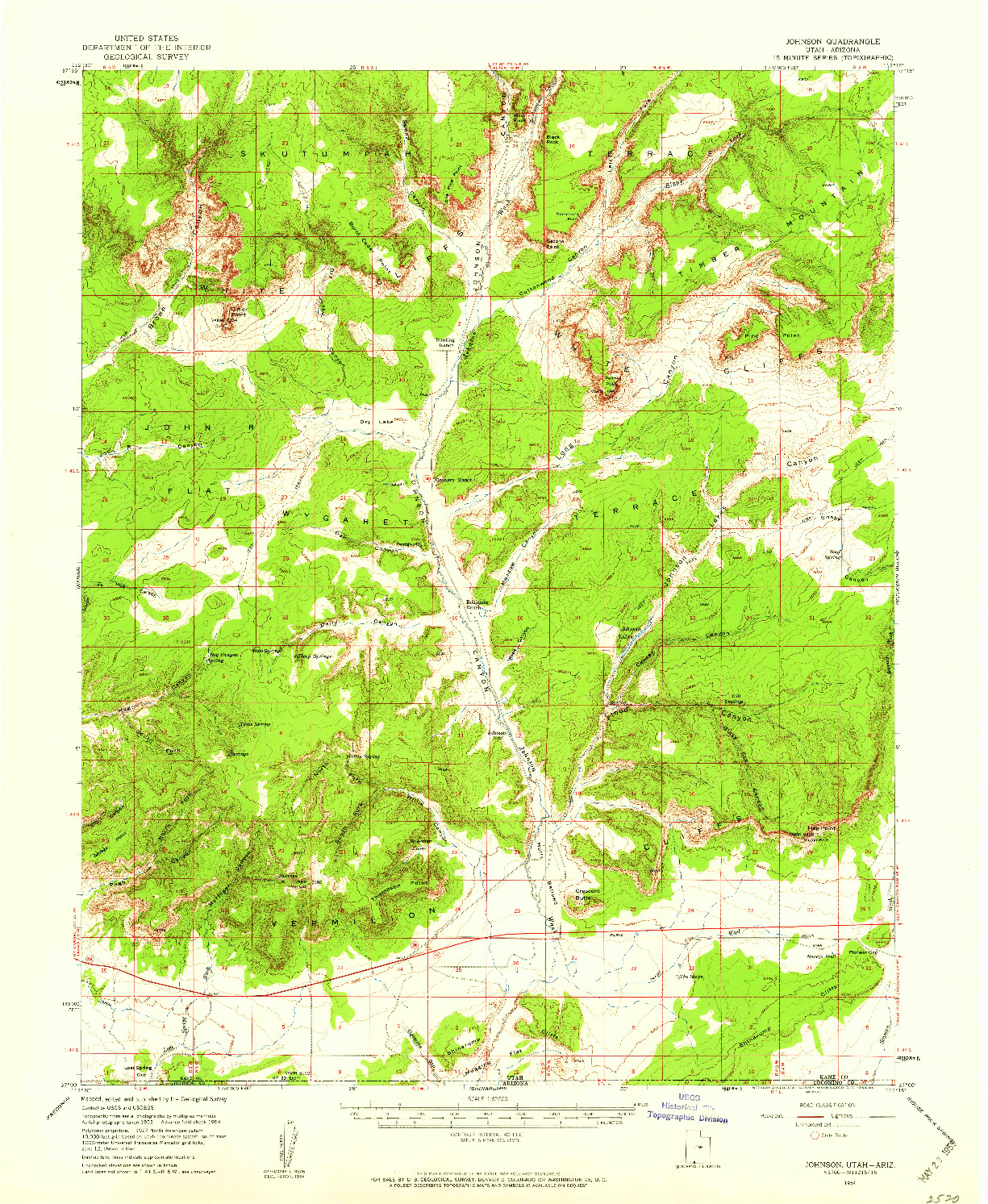 USGS 1:62500-SCALE QUADRANGLE FOR JOHNSON, UT 1954