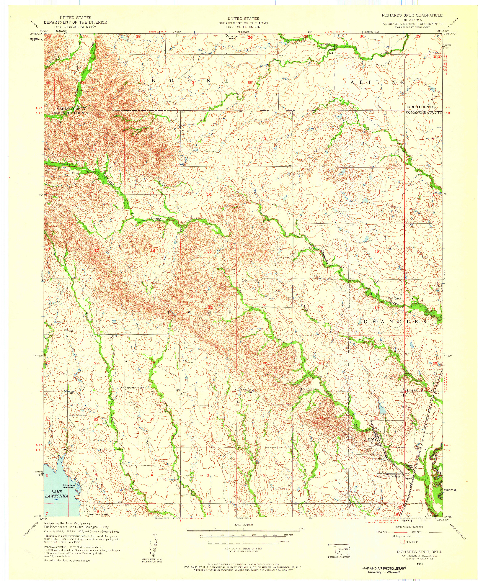USGS 1:24000-SCALE QUADRANGLE FOR RICHARDS SPUR, OK 1956