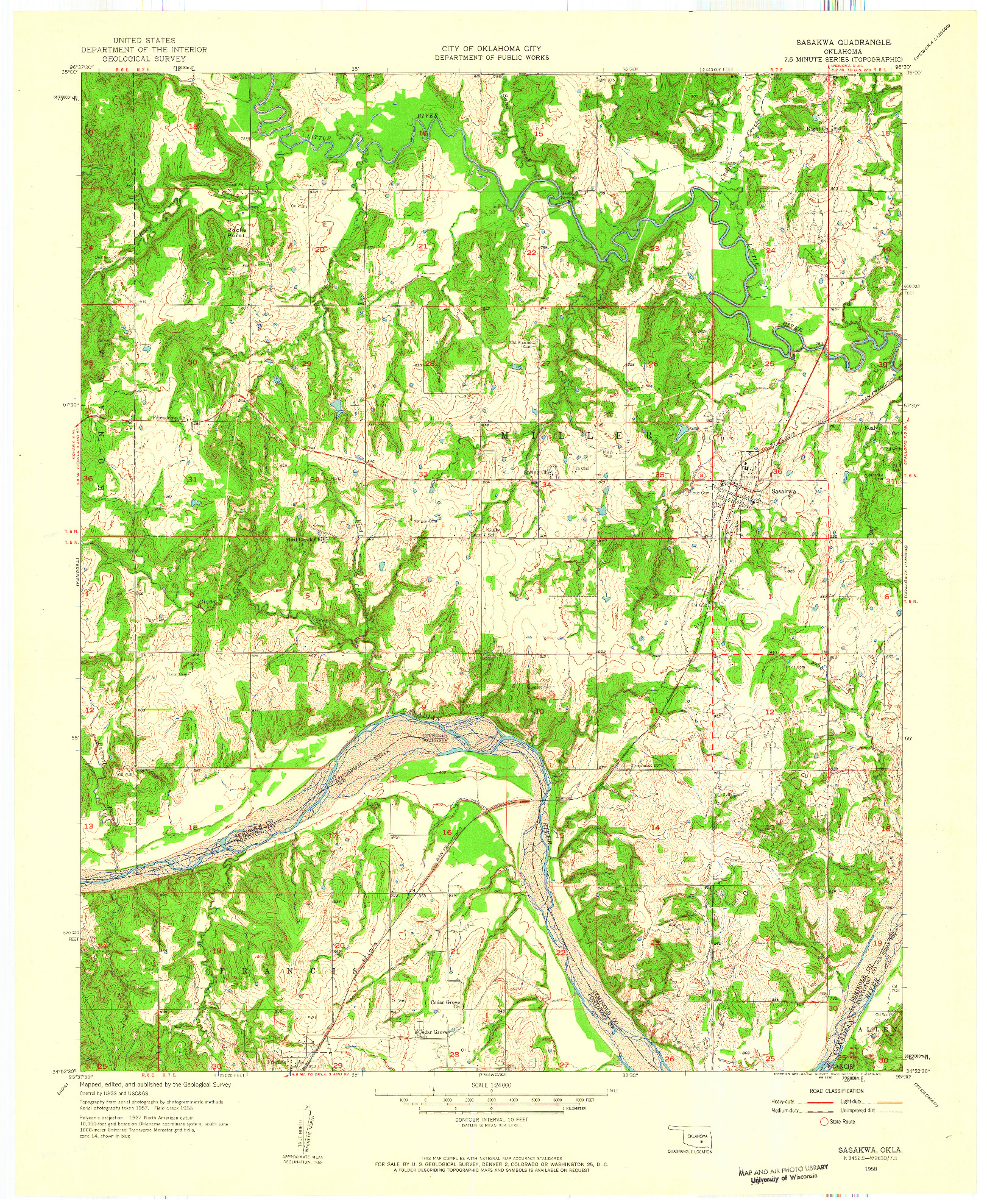 USGS 1:24000-SCALE QUADRANGLE FOR SASAKWA, OK 1958
