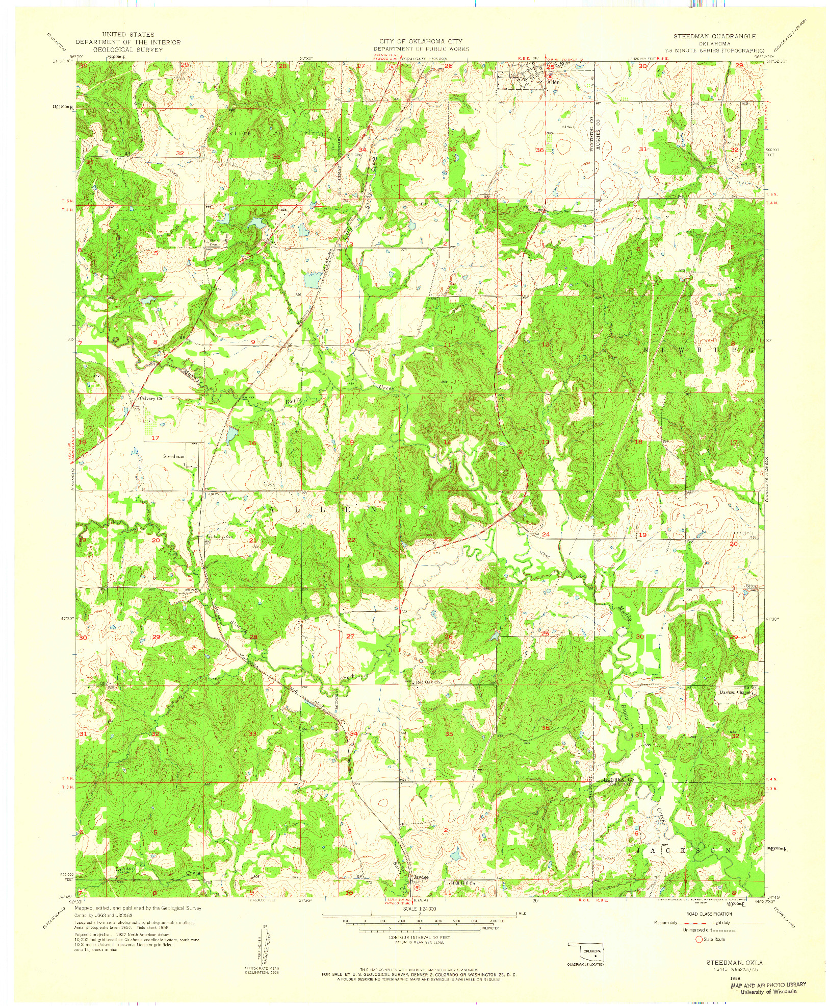 USGS 1:24000-SCALE QUADRANGLE FOR STEEDMAN, OK 1958