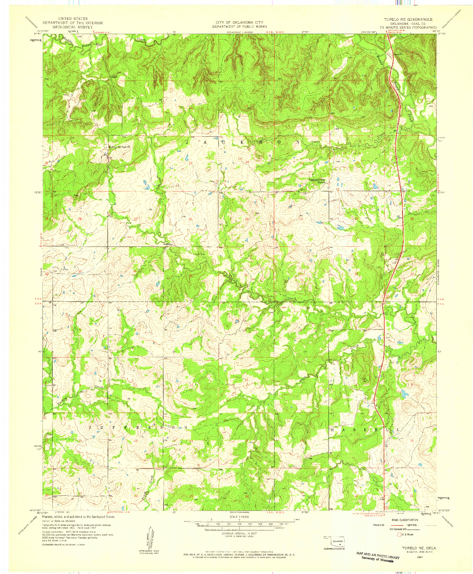 USGS 1:24000-SCALE QUADRANGLE FOR TUPELO NE, OK 1957