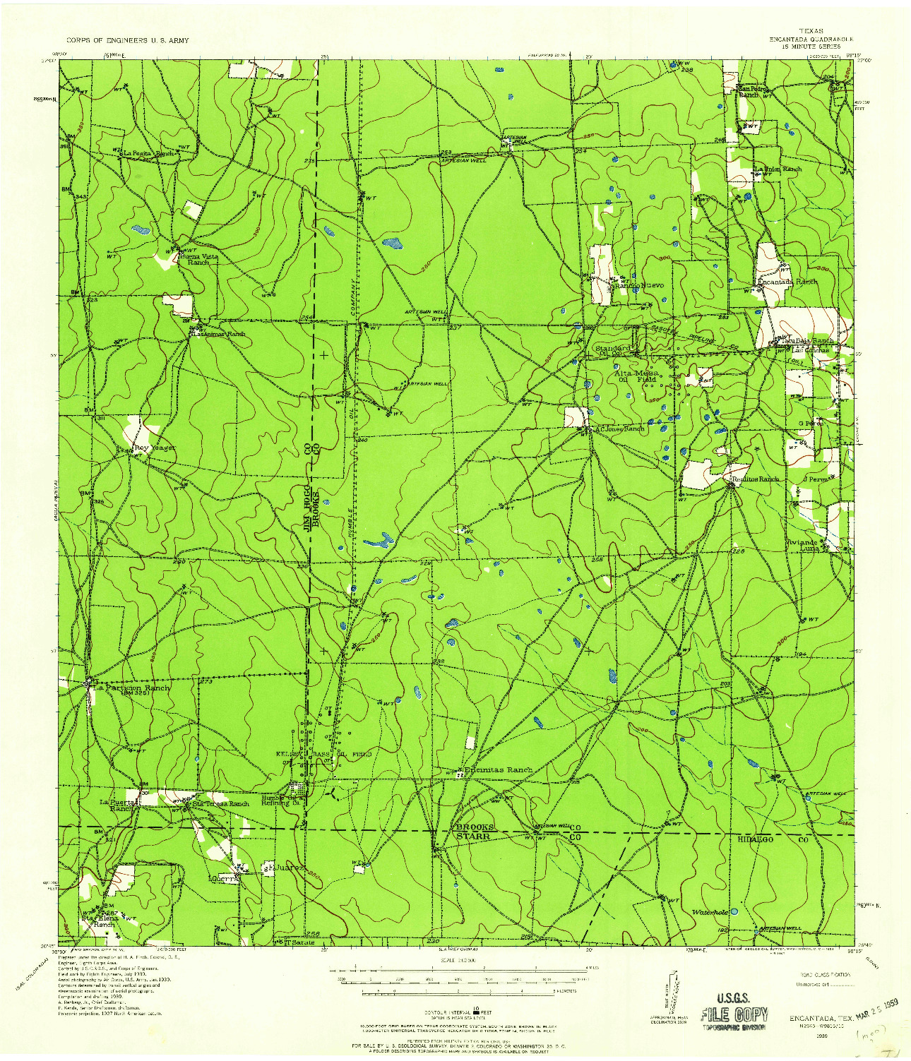 USGS 1:62500-SCALE QUADRANGLE FOR ENCANTADA, TX 1939