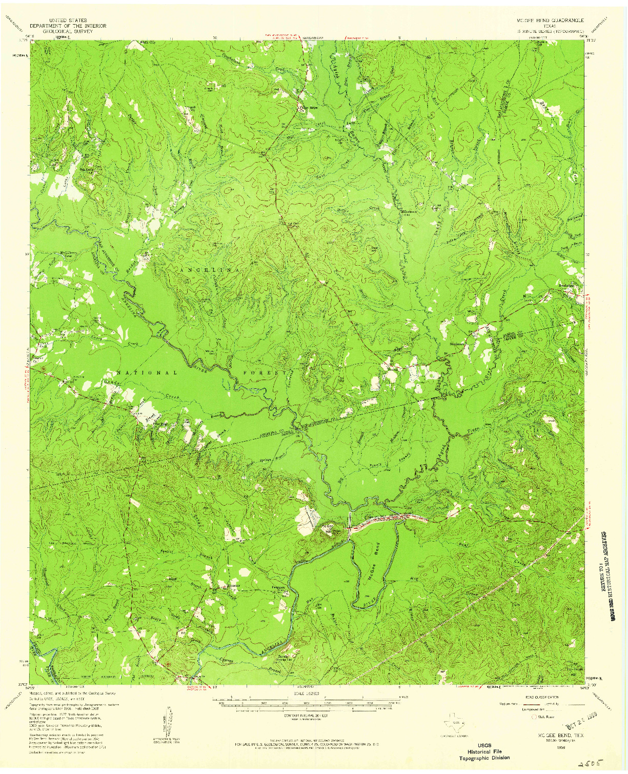 USGS 1:62500-SCALE QUADRANGLE FOR MC GEE BEND, TX 1958