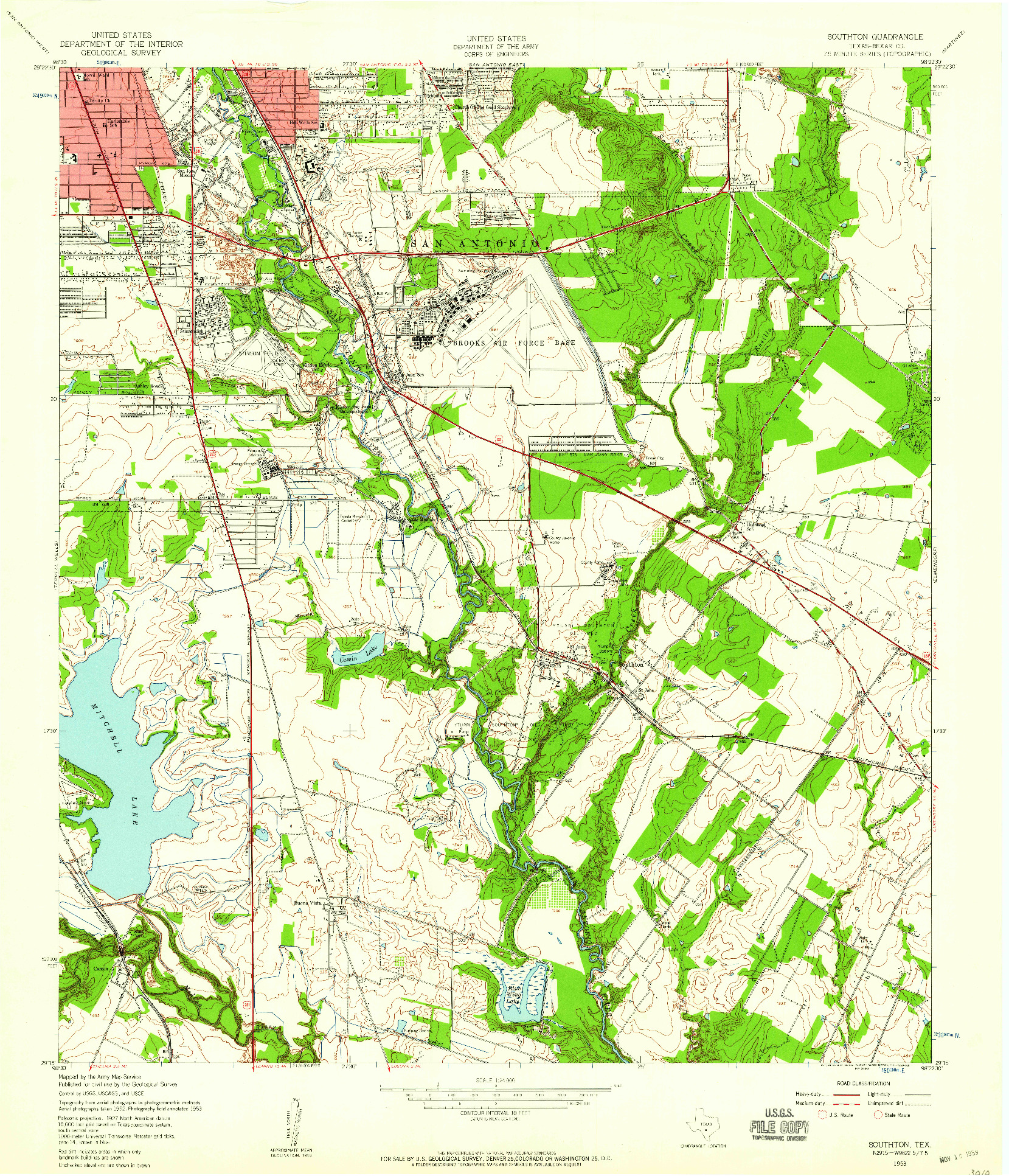 USGS 1:24000-SCALE QUADRANGLE FOR SOUTHTON, TX 1953