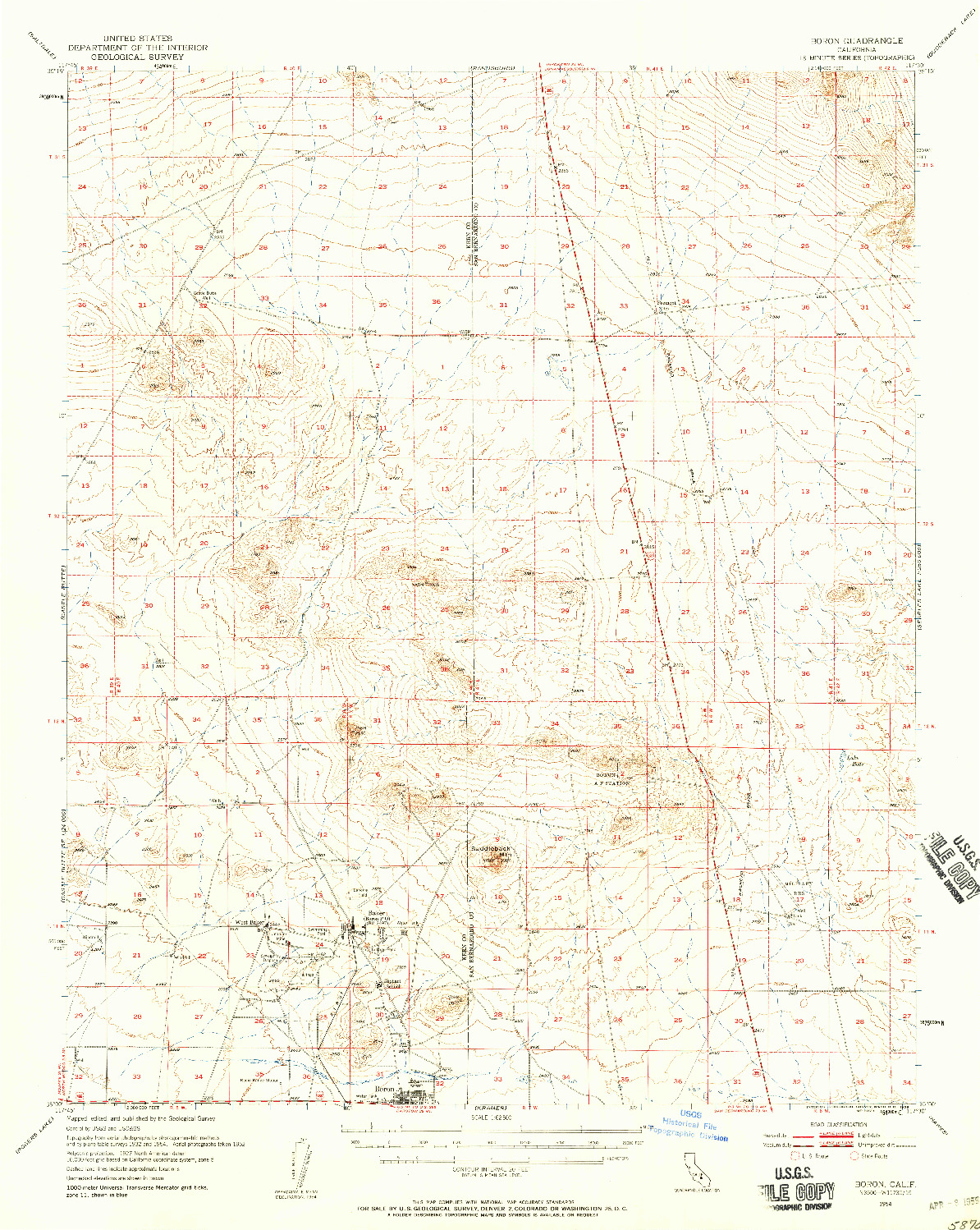USGS 1:62500-SCALE QUADRANGLE FOR BORON, CA 1954