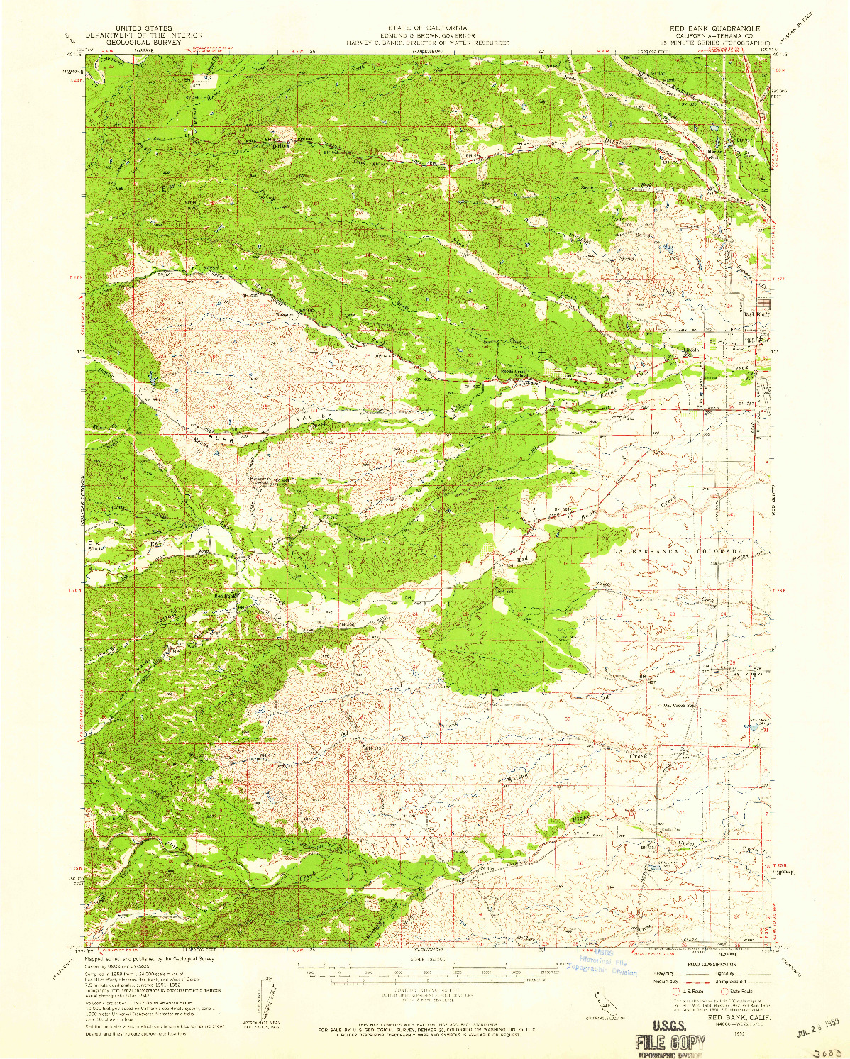 USGS 1:62500-SCALE QUADRANGLE FOR RED BANK, CA 1952