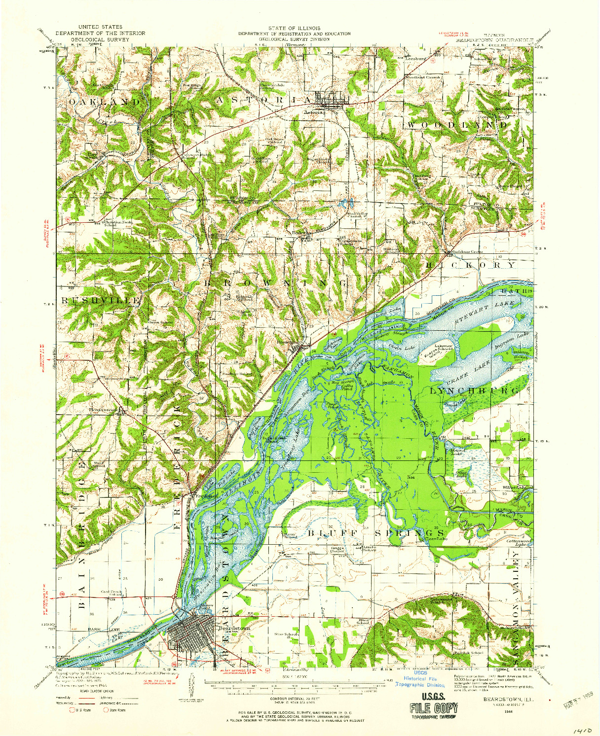 USGS 1:62500-SCALE QUADRANGLE FOR BEARDSTOWN, IL 1944