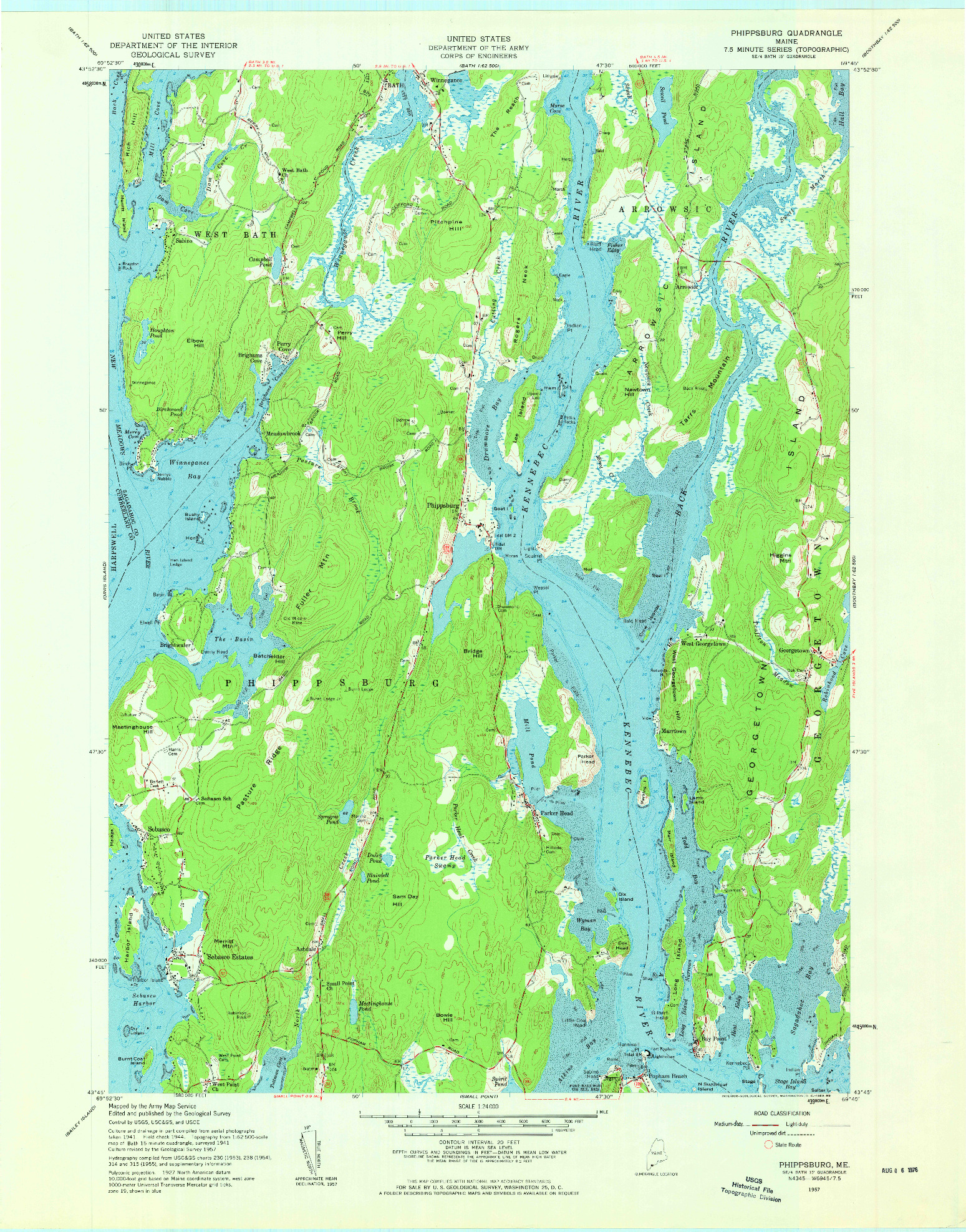 USGS 1:24000-SCALE QUADRANGLE FOR PHIPPSBURG, ME 1957