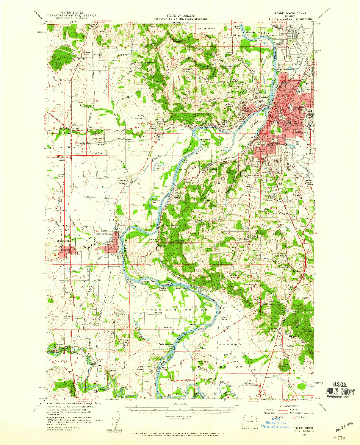 USGS 1:62500-SCALE QUADRANGLE FOR SALEM, OR 1957