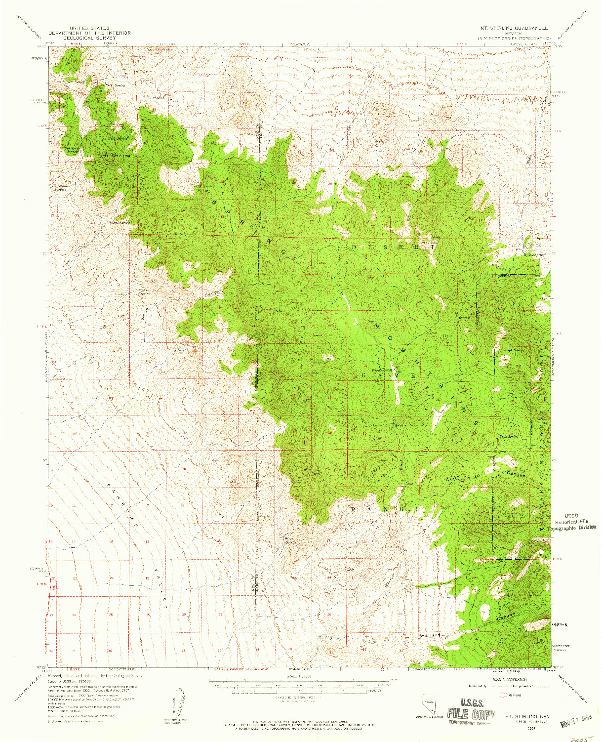 USGS 1:62500-SCALE QUADRANGLE FOR MT. STIRLING, NV 1957