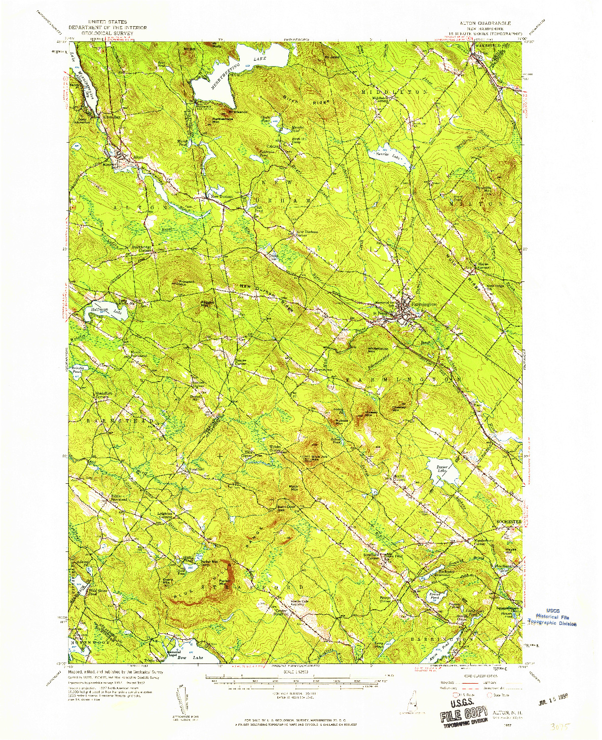 USGS 1:62500-SCALE QUADRANGLE FOR ALTON, NH 1957