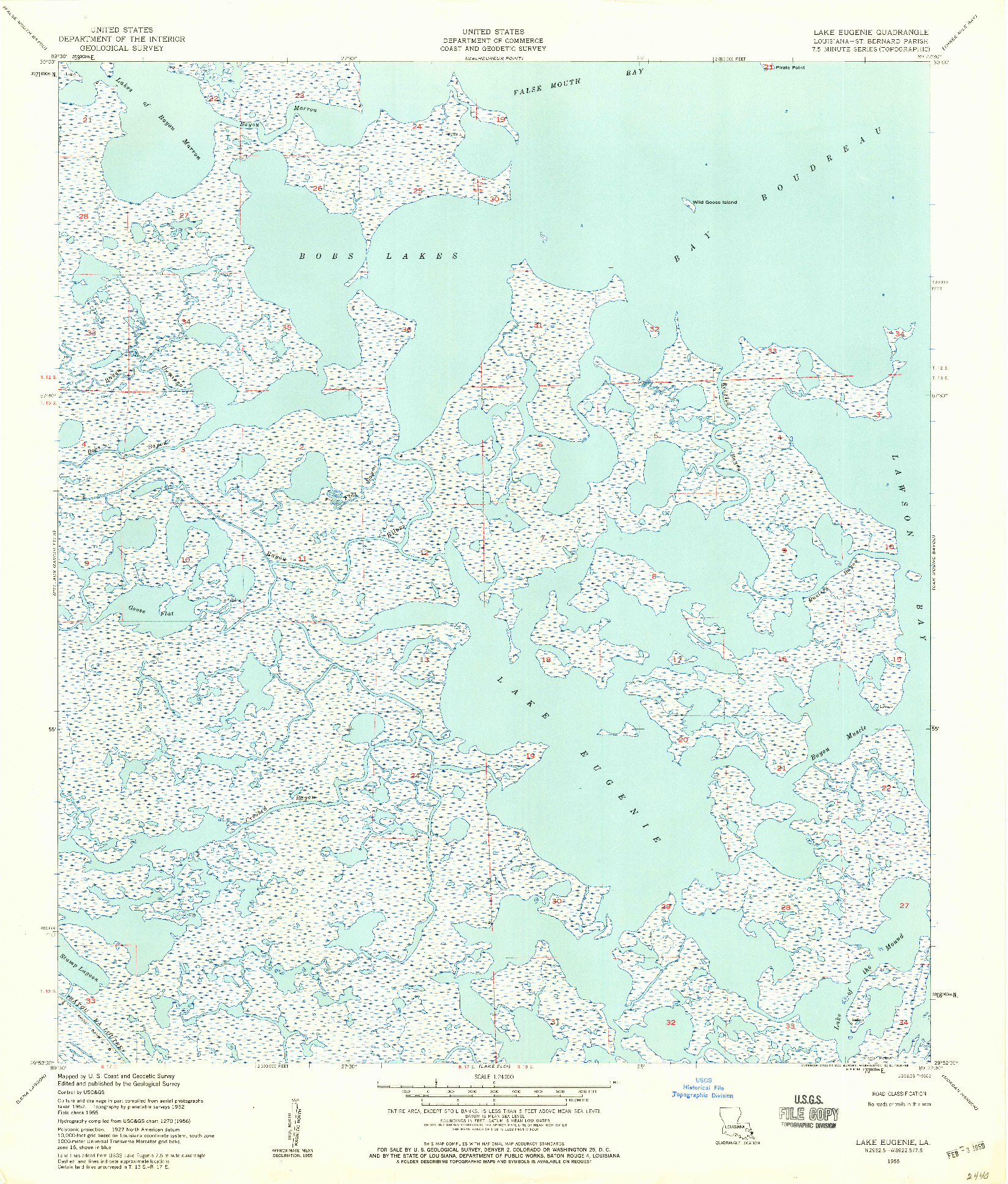 USGS 1:24000-SCALE QUADRANGLE FOR LAKE EUGENIE, LA 1955