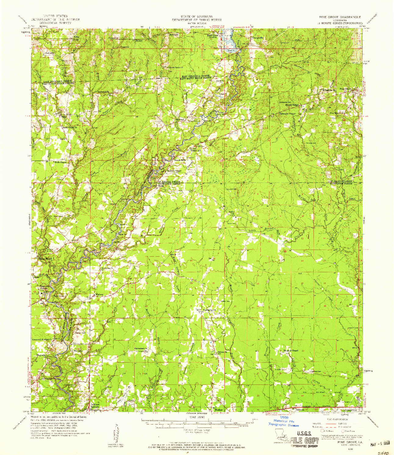 USGS 1:62500-SCALE QUADRANGLE FOR PINE GROVE, LA 1958