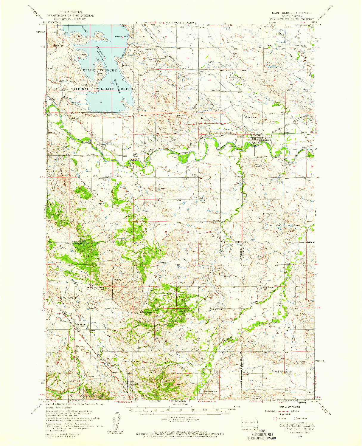 USGS 1:62500-SCALE QUADRANGLE FOR SAINT ONGE, SD 1954