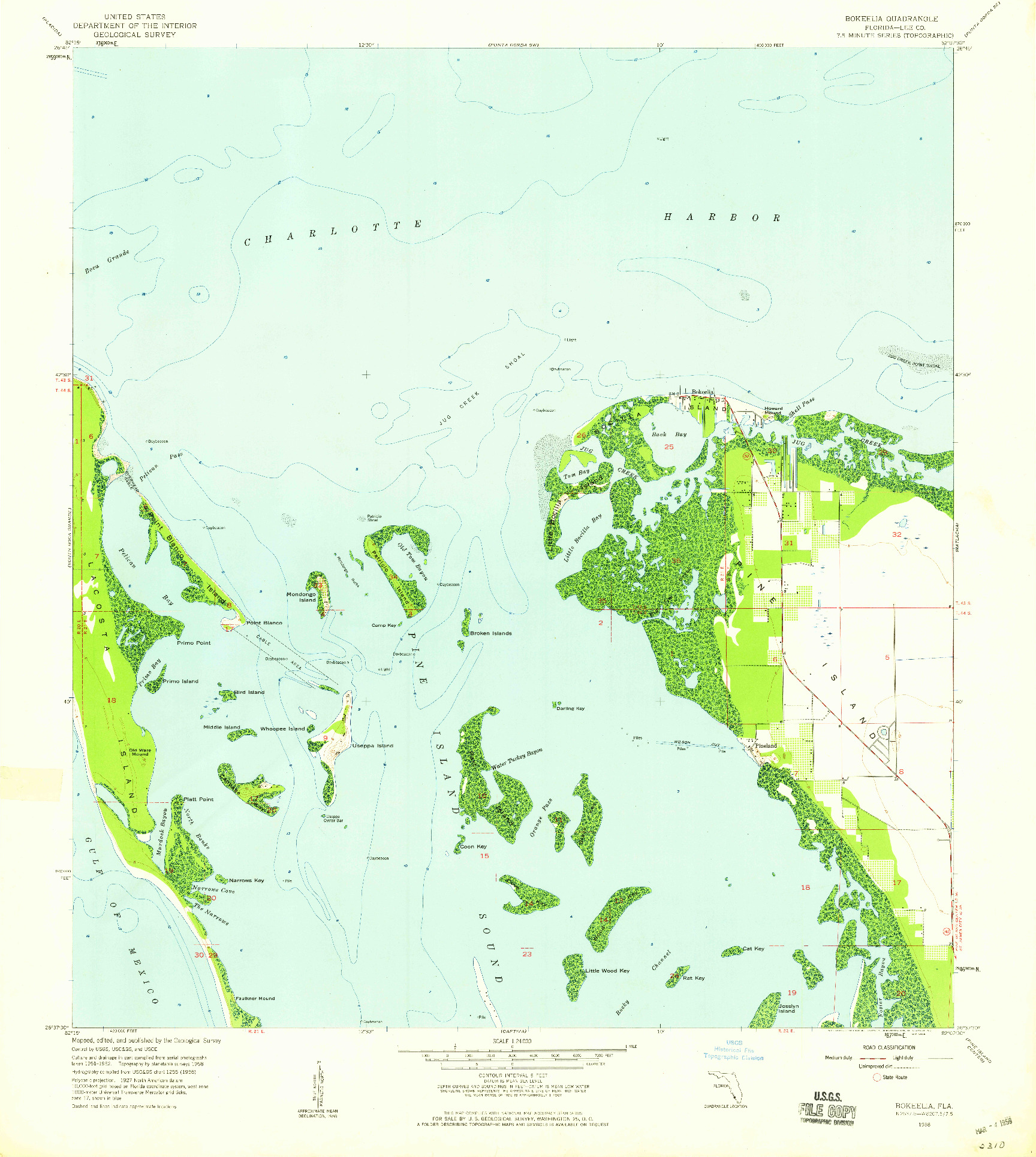 USGS 1:24000-SCALE QUADRANGLE FOR BOKEELIA, FL 1958