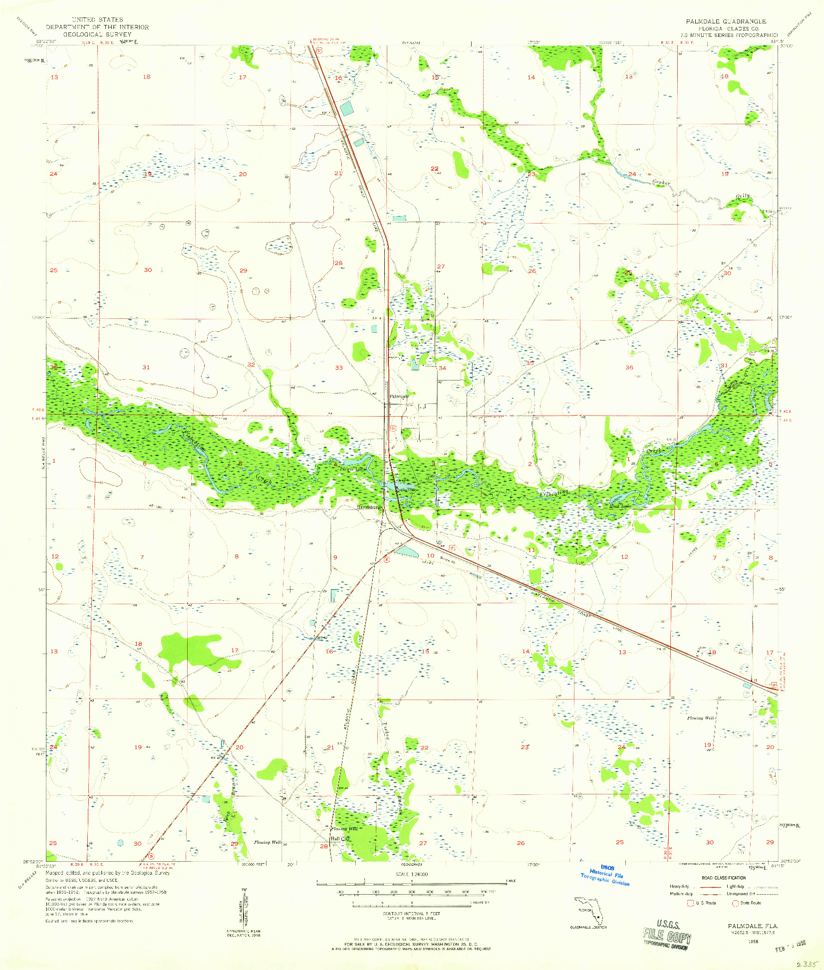 USGS 1:24000-SCALE QUADRANGLE FOR PALMDALE, FL 1958