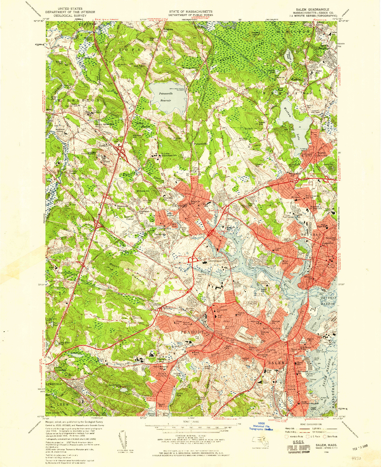 USGS 1:24000-SCALE QUADRANGLE FOR SALEM, MA 1956