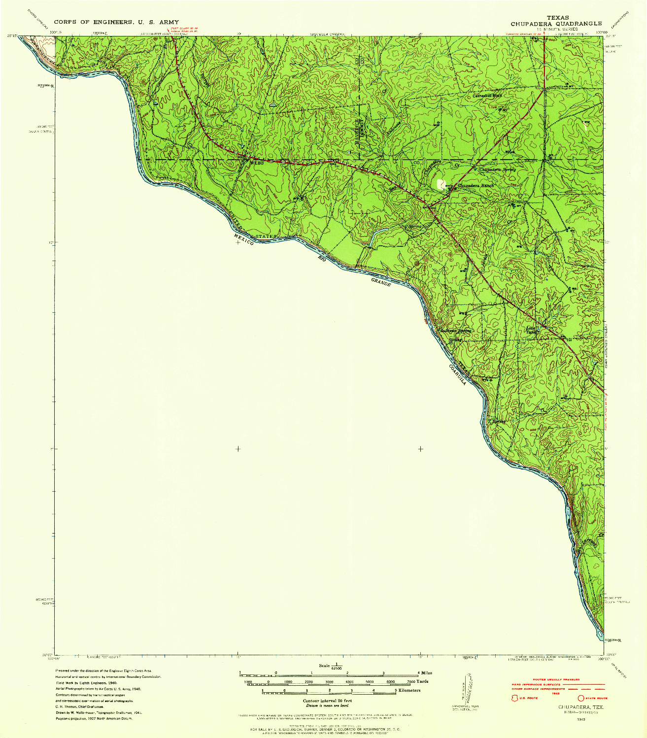 USGS 1:62500-SCALE QUADRANGLE FOR CHUPADERA, TX 1940