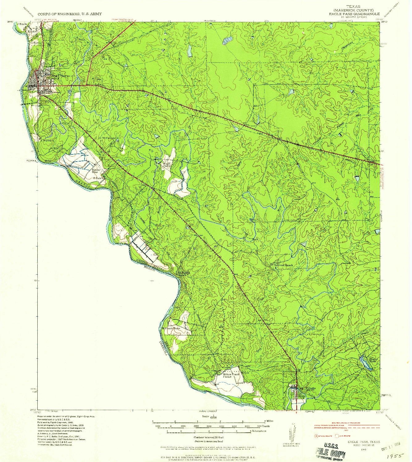 USGS 1:62500-SCALE QUADRANGLE FOR EAGLE PASS, TX 1940
