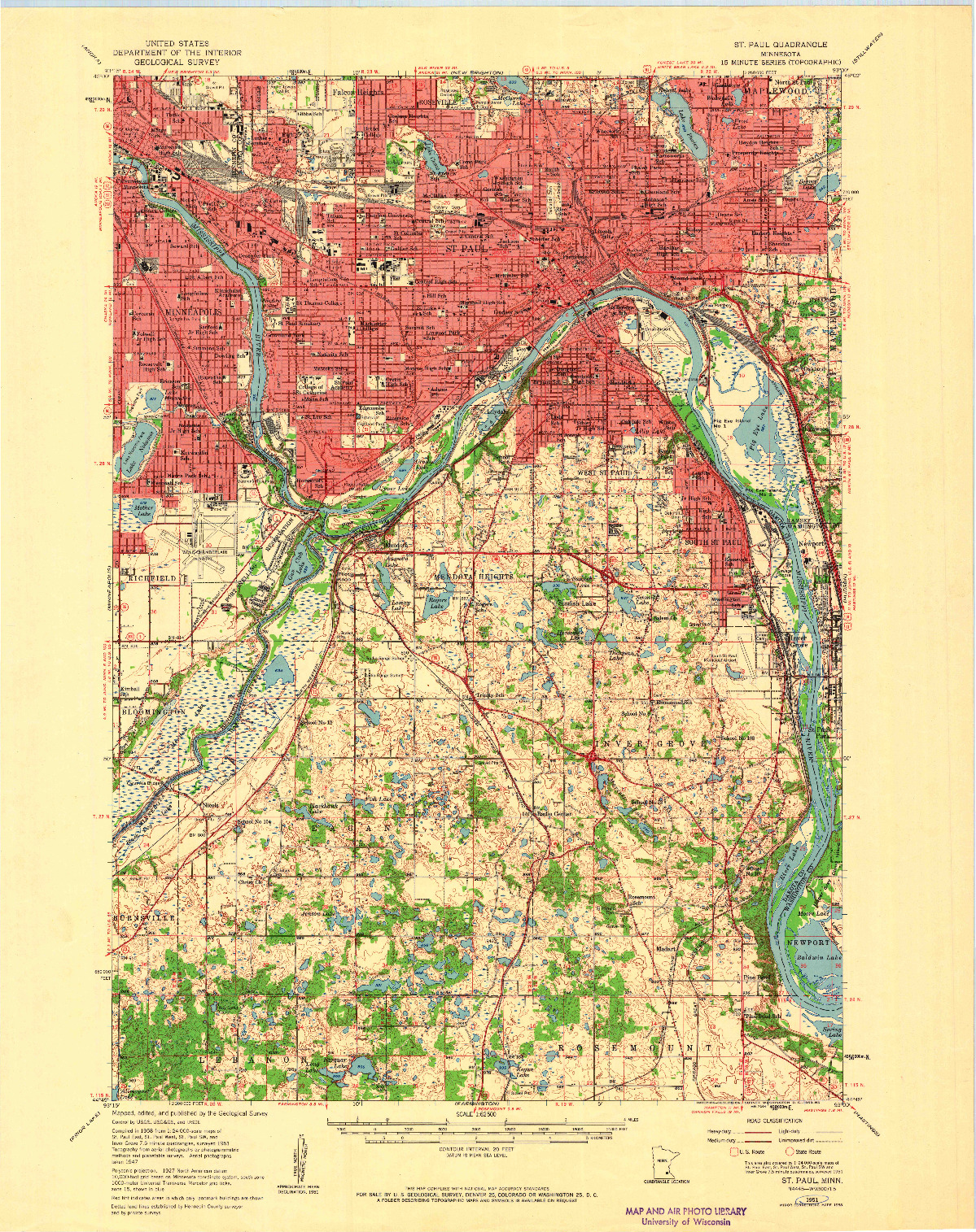 USGS 1:62500-SCALE QUADRANGLE FOR ST. PAUL, MN 1951