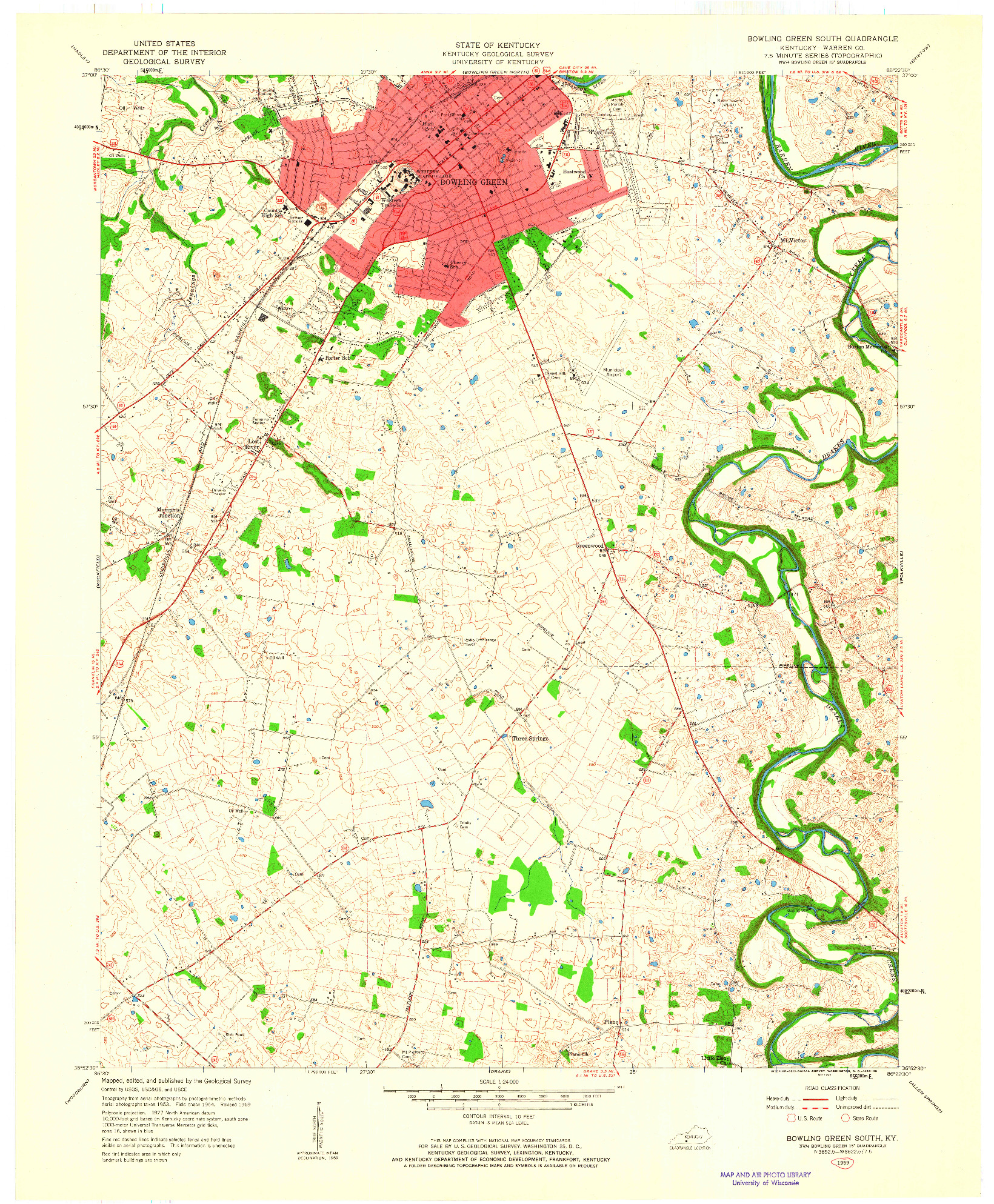 USGS 1:24000-SCALE QUADRANGLE FOR BOWLING GREEN SOUTH, KY 1959