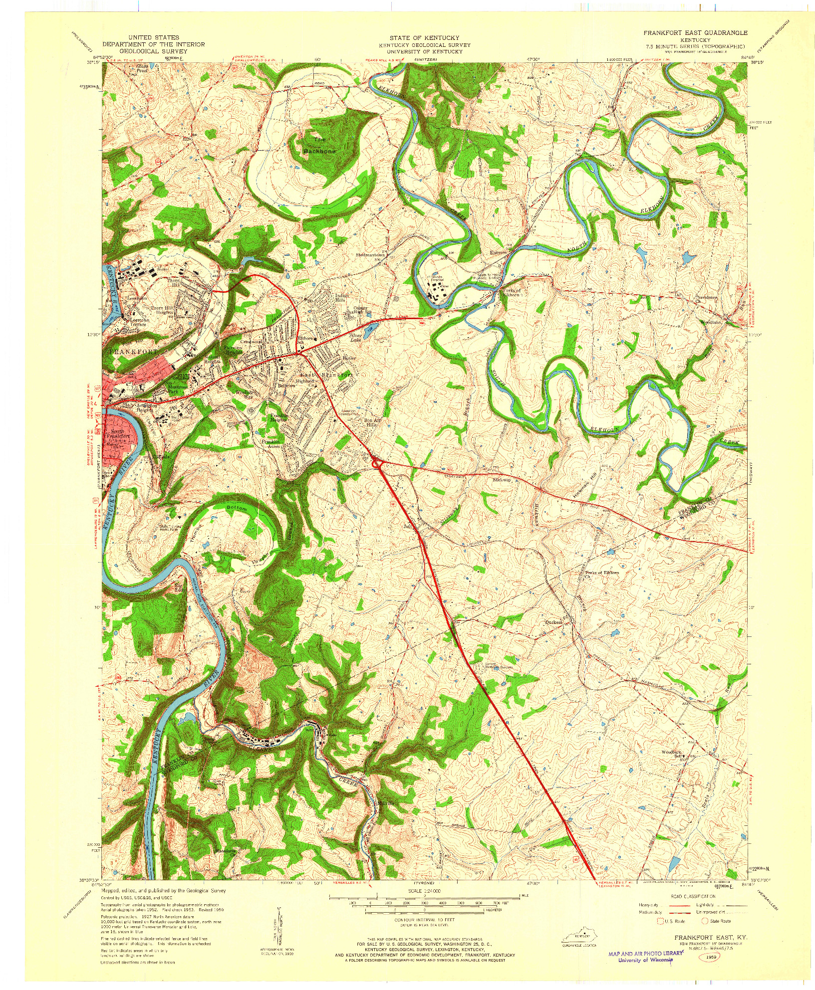 USGS 1:24000-SCALE QUADRANGLE FOR FRANKFORT EAST, KY 1959