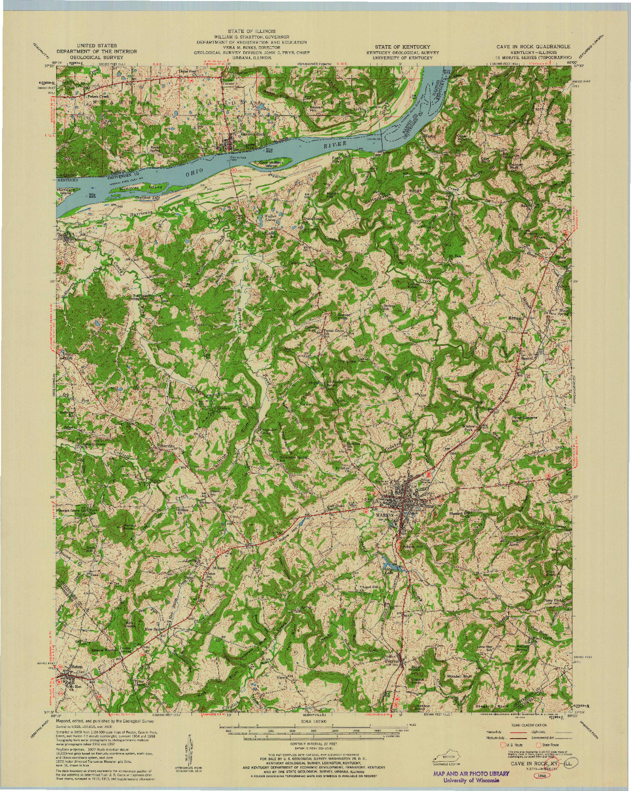 USGS 1:62500-SCALE QUADRANGLE FOR CAVE IN ROCK, KY 1958