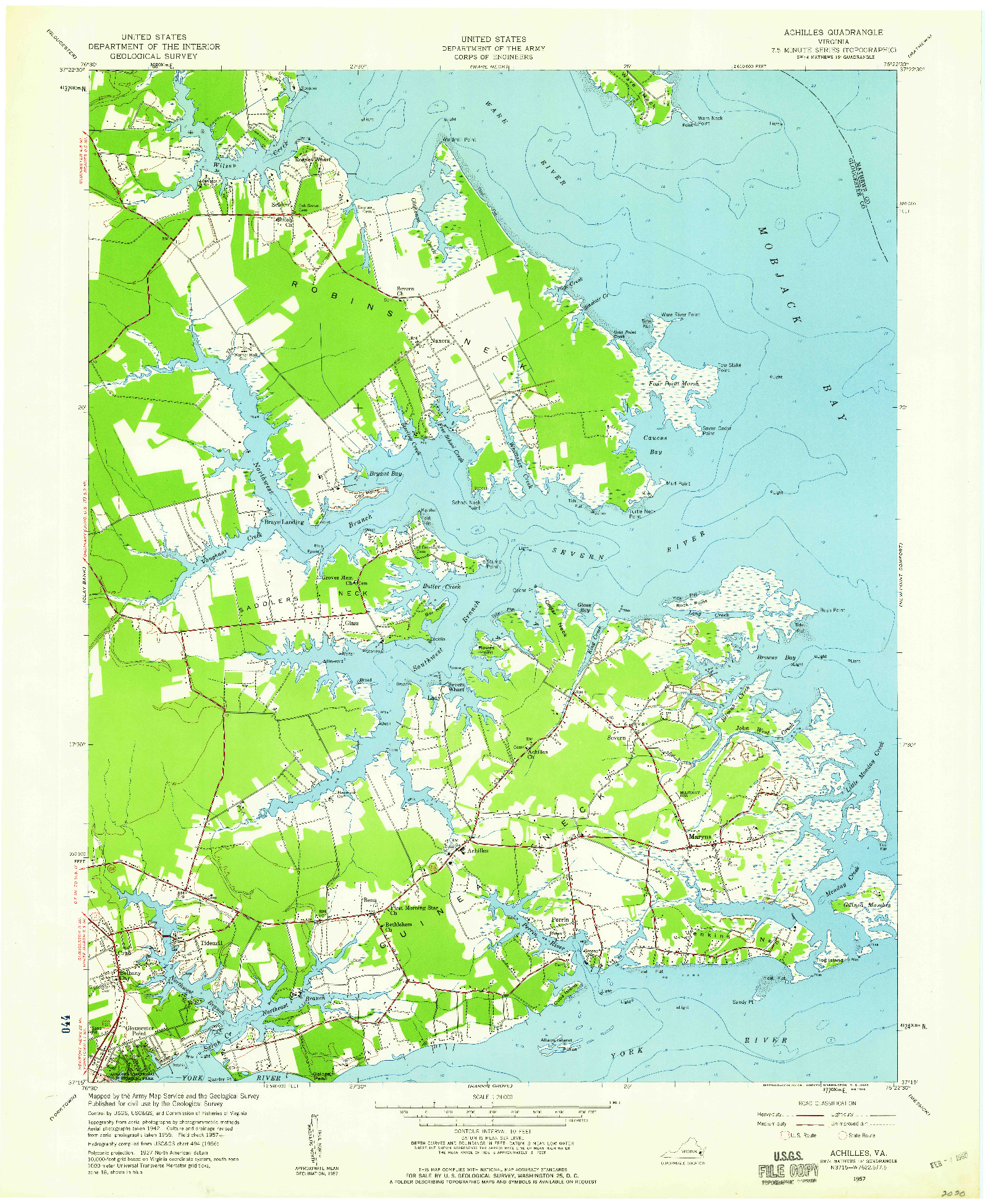 USGS 1:24000-SCALE QUADRANGLE FOR ACHILLES, VA 1957