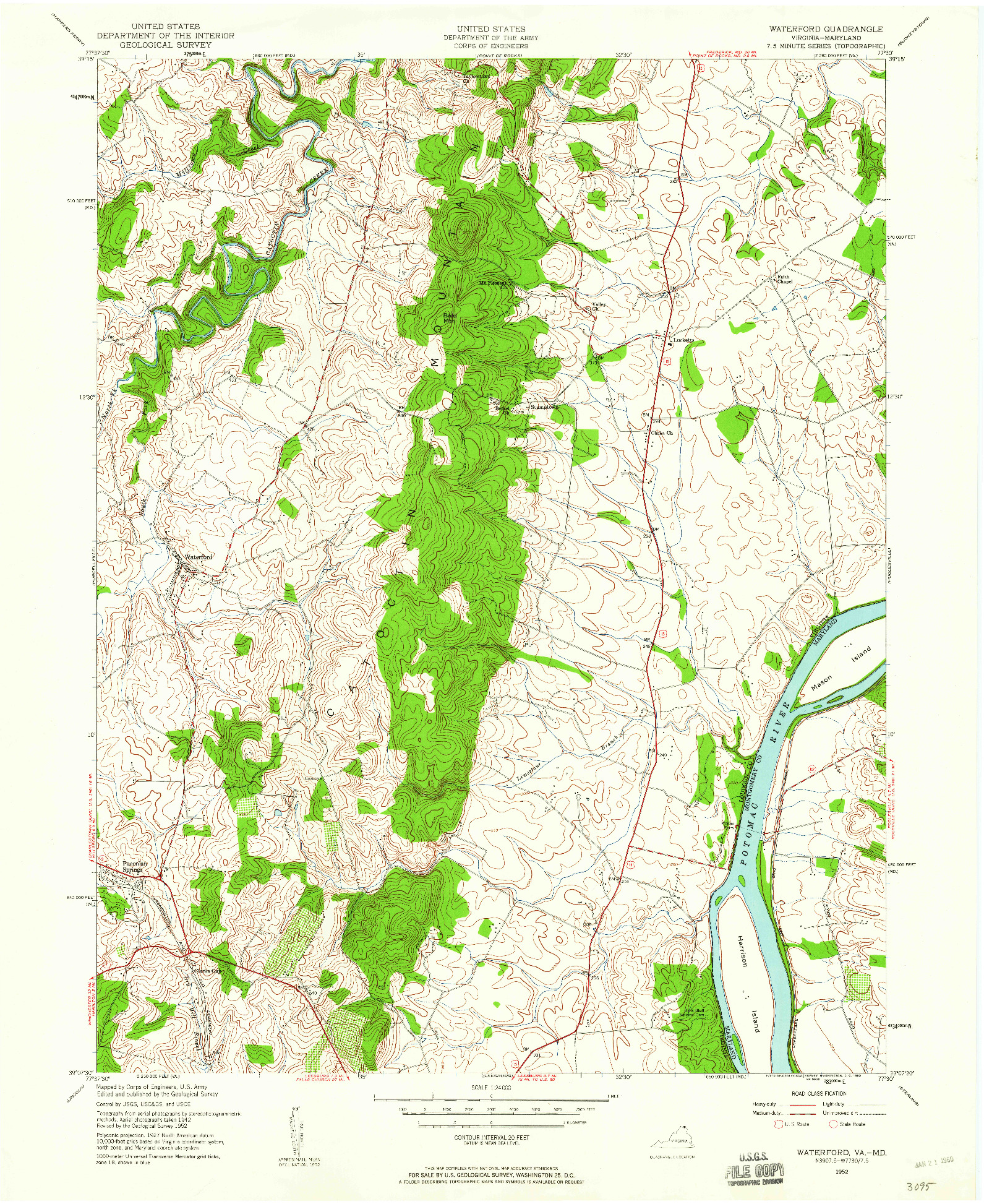 USGS 1:24000-SCALE QUADRANGLE FOR WATERFORD, VA 1952