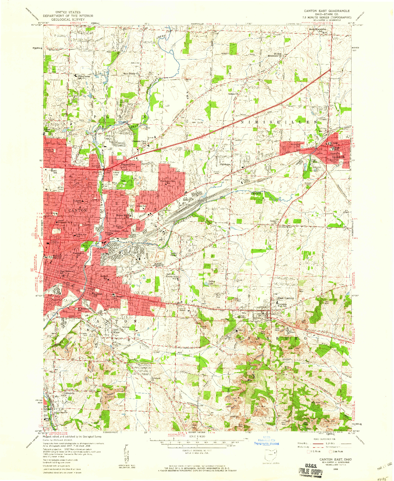 USGS 1:24000-SCALE QUADRANGLE FOR CANTON EAST, OH 1958