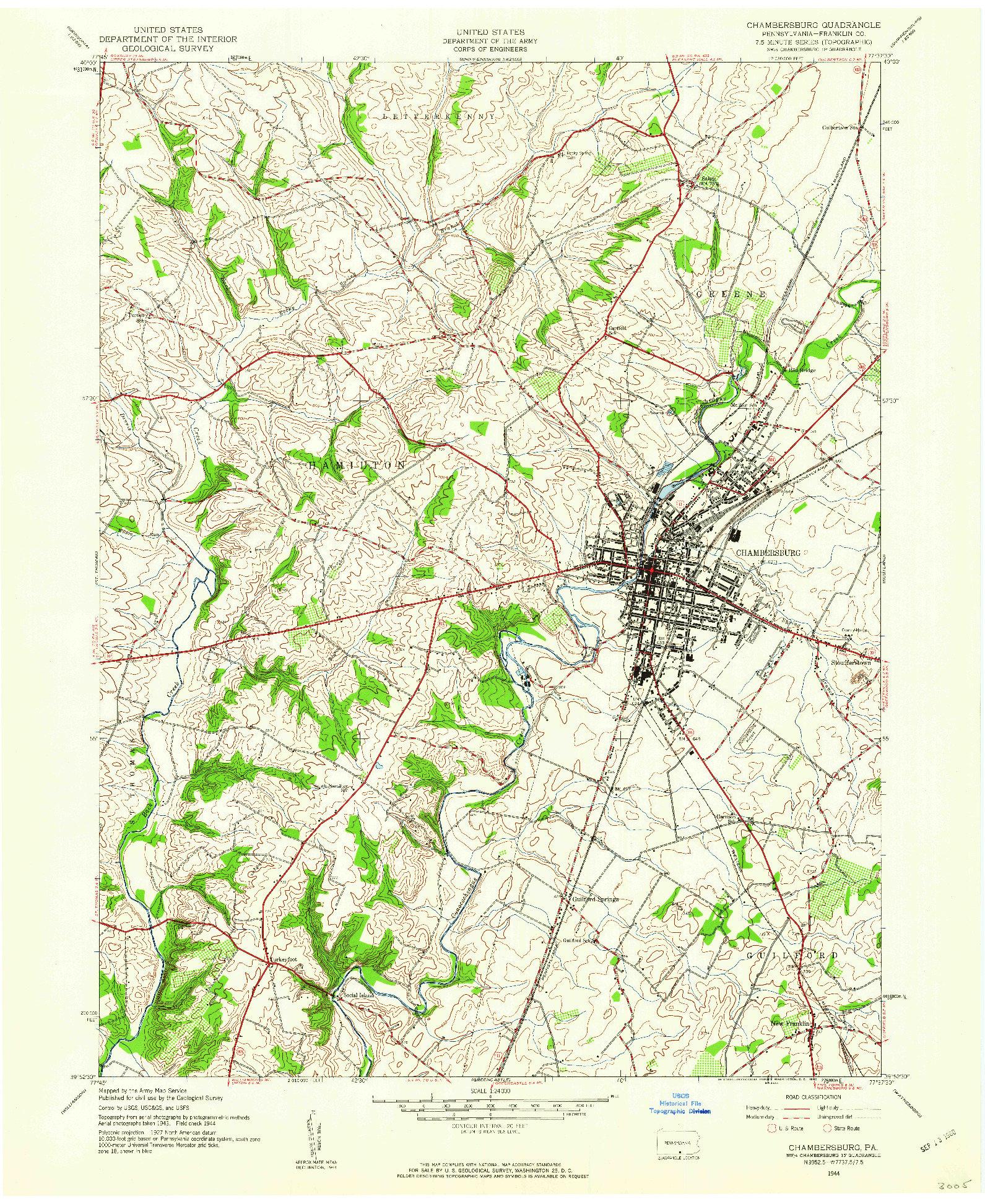 USGS 1:24000-SCALE QUADRANGLE FOR CHAMBERSBURG, PA 1944