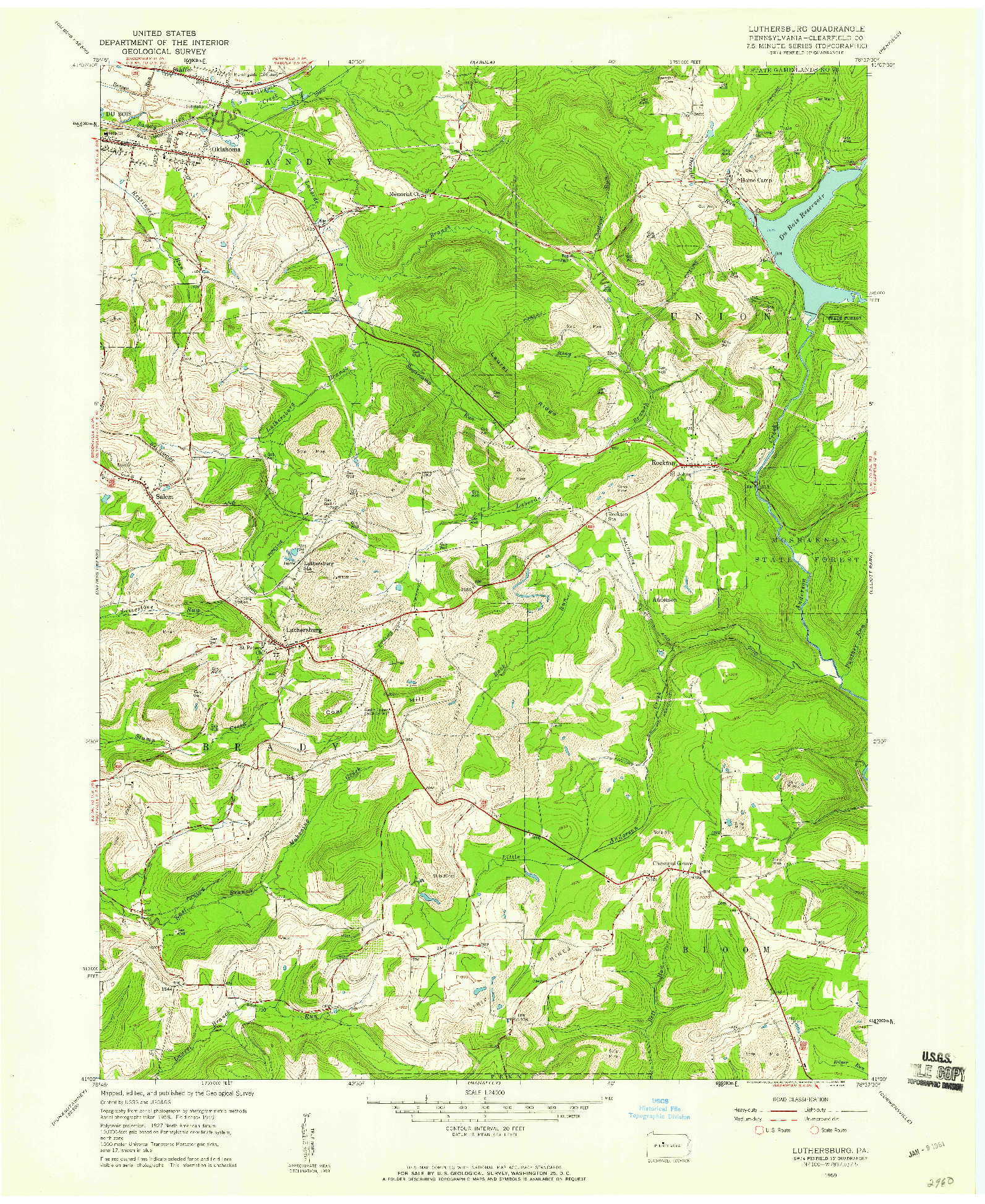 USGS 1:24000-SCALE QUADRANGLE FOR LUTHERSBURG, PA 1959