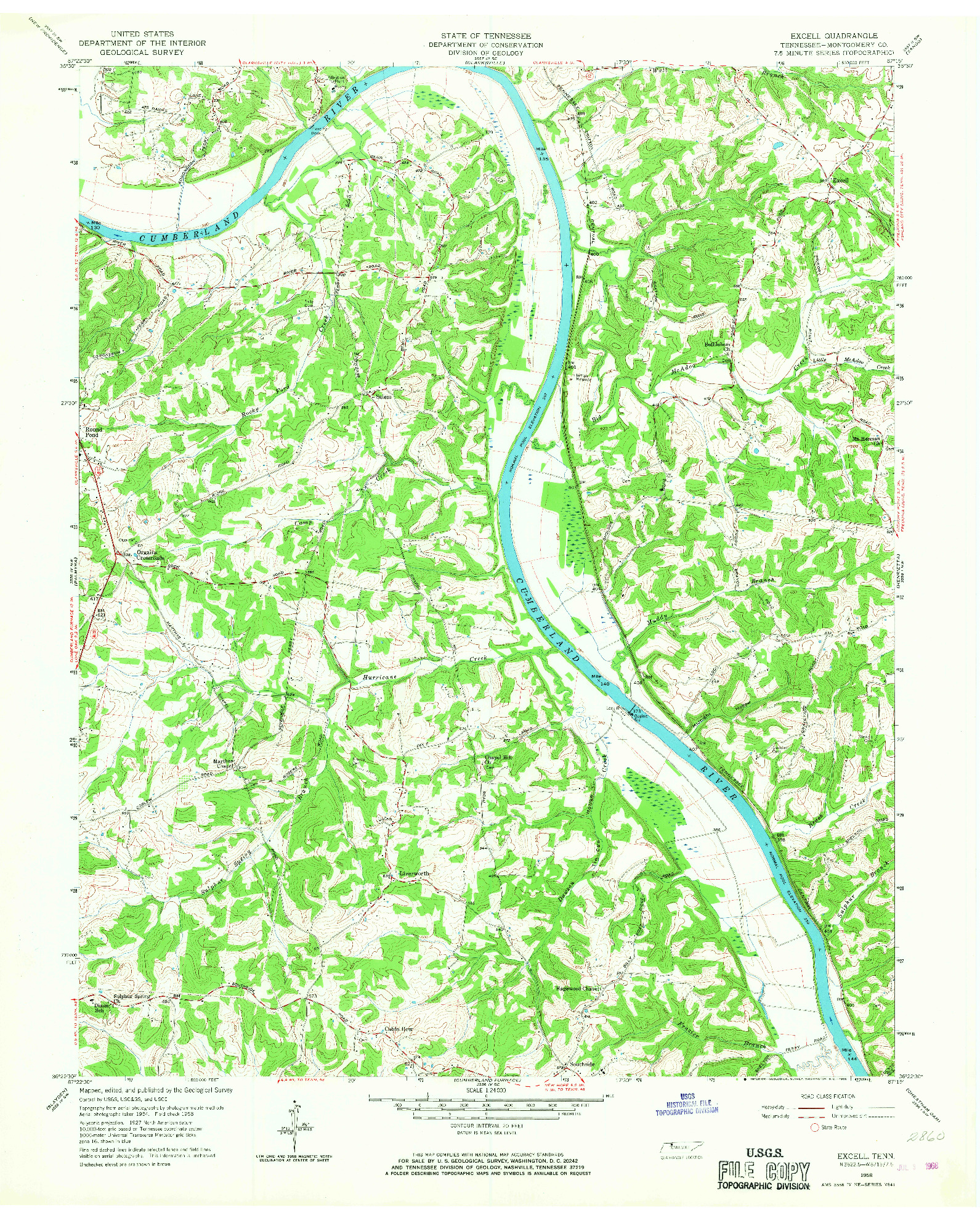 USGS 1:24000-SCALE QUADRANGLE FOR EXCELL, TN 1958