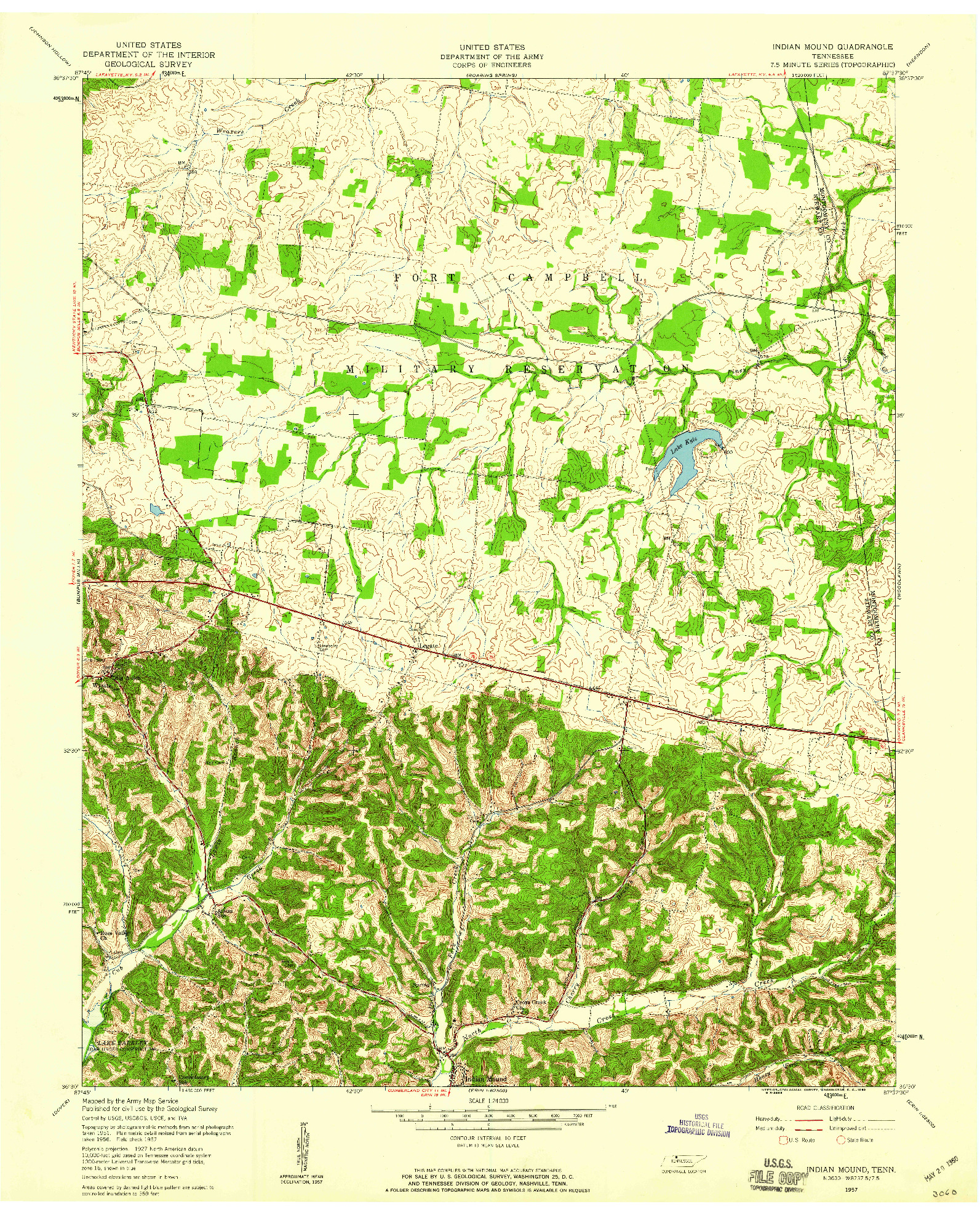 USGS 1:24000-SCALE QUADRANGLE FOR INDIAN MOUND, TN 1957