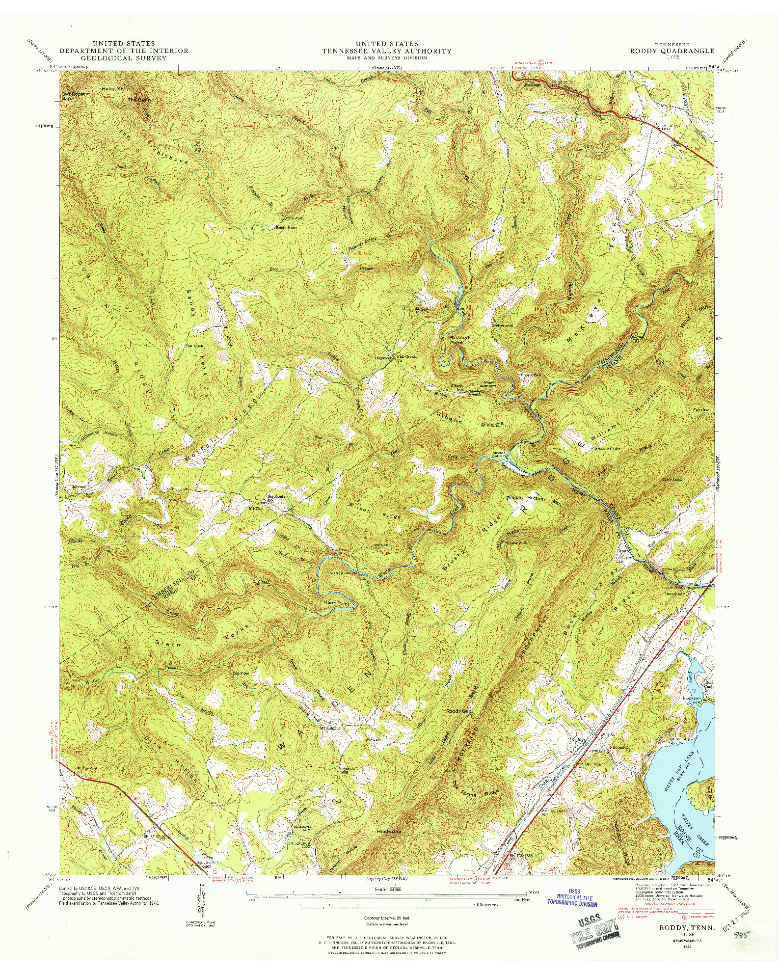 USGS 1:24000-SCALE QUADRANGLE FOR RODDY, TN 1946