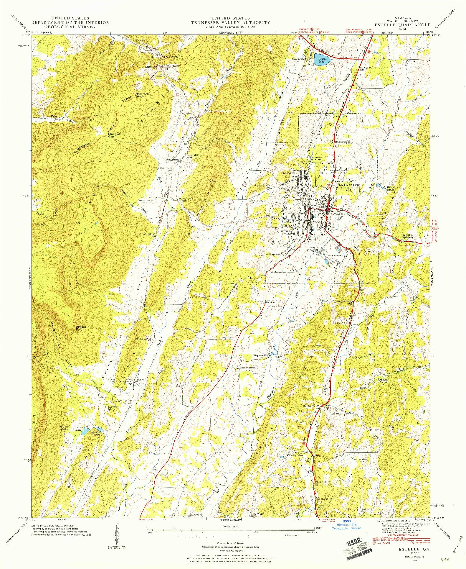 USGS 1:24000-SCALE QUADRANGLE FOR ESTELLE, GA 1946