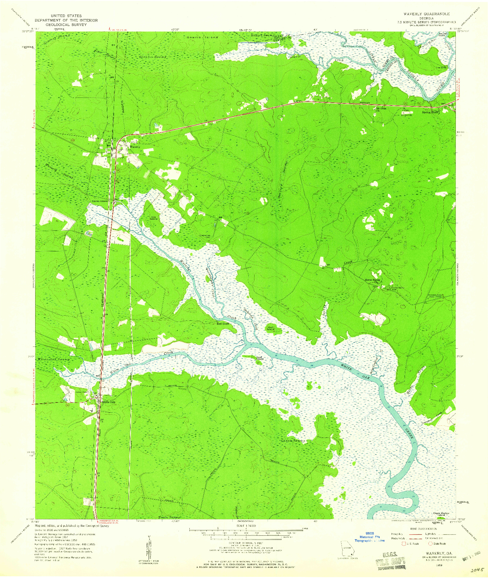 USGS 1:24000-SCALE QUADRANGLE FOR WAVERLY, GA 1959