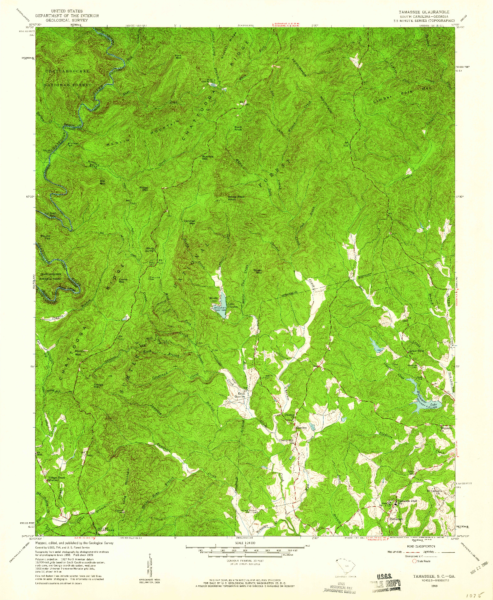 USGS 1:24000-SCALE QUADRANGLE FOR TAMASSEE, SC 1959