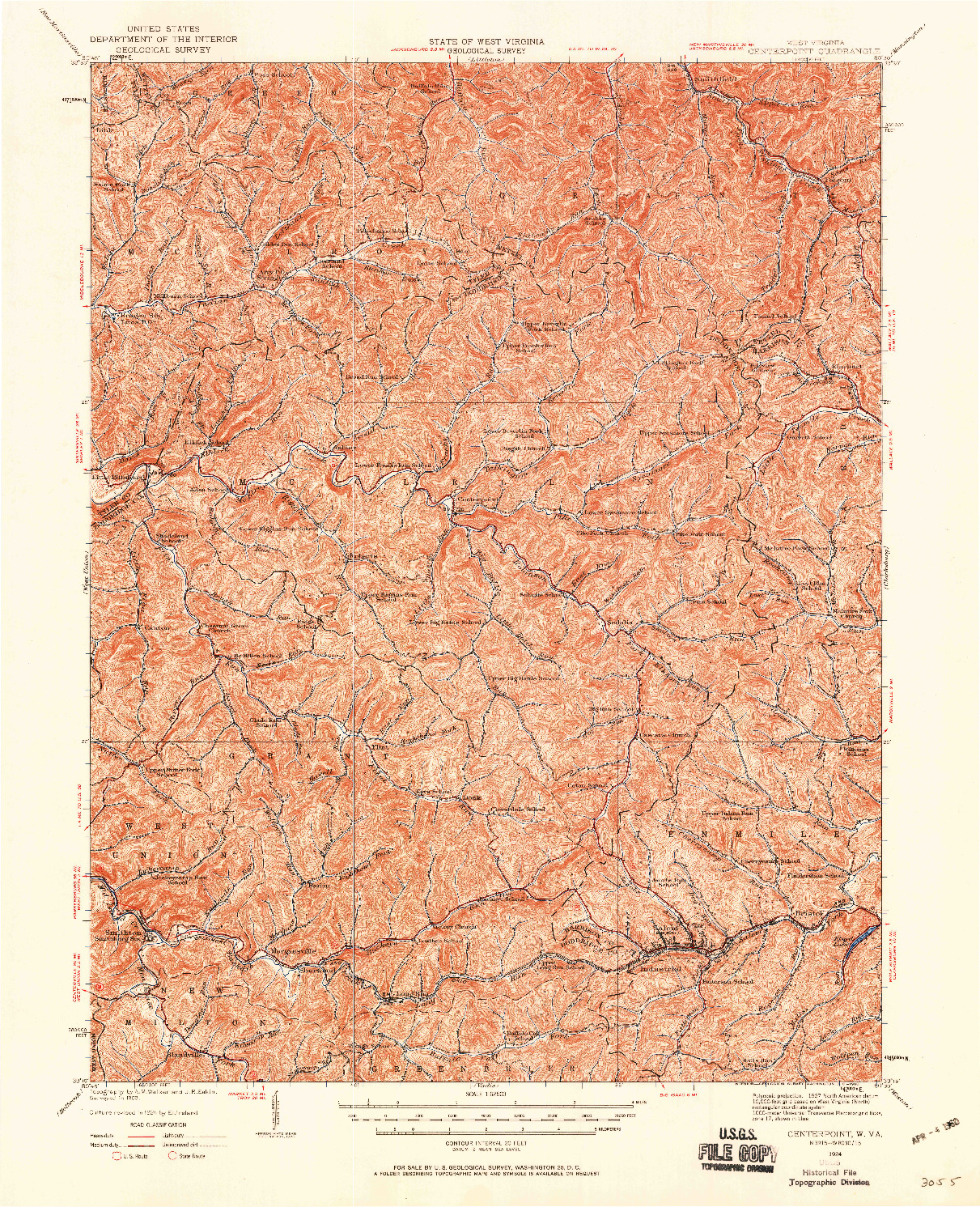 USGS 1:62500-SCALE QUADRANGLE FOR CENTERPOINT, WV 1924
