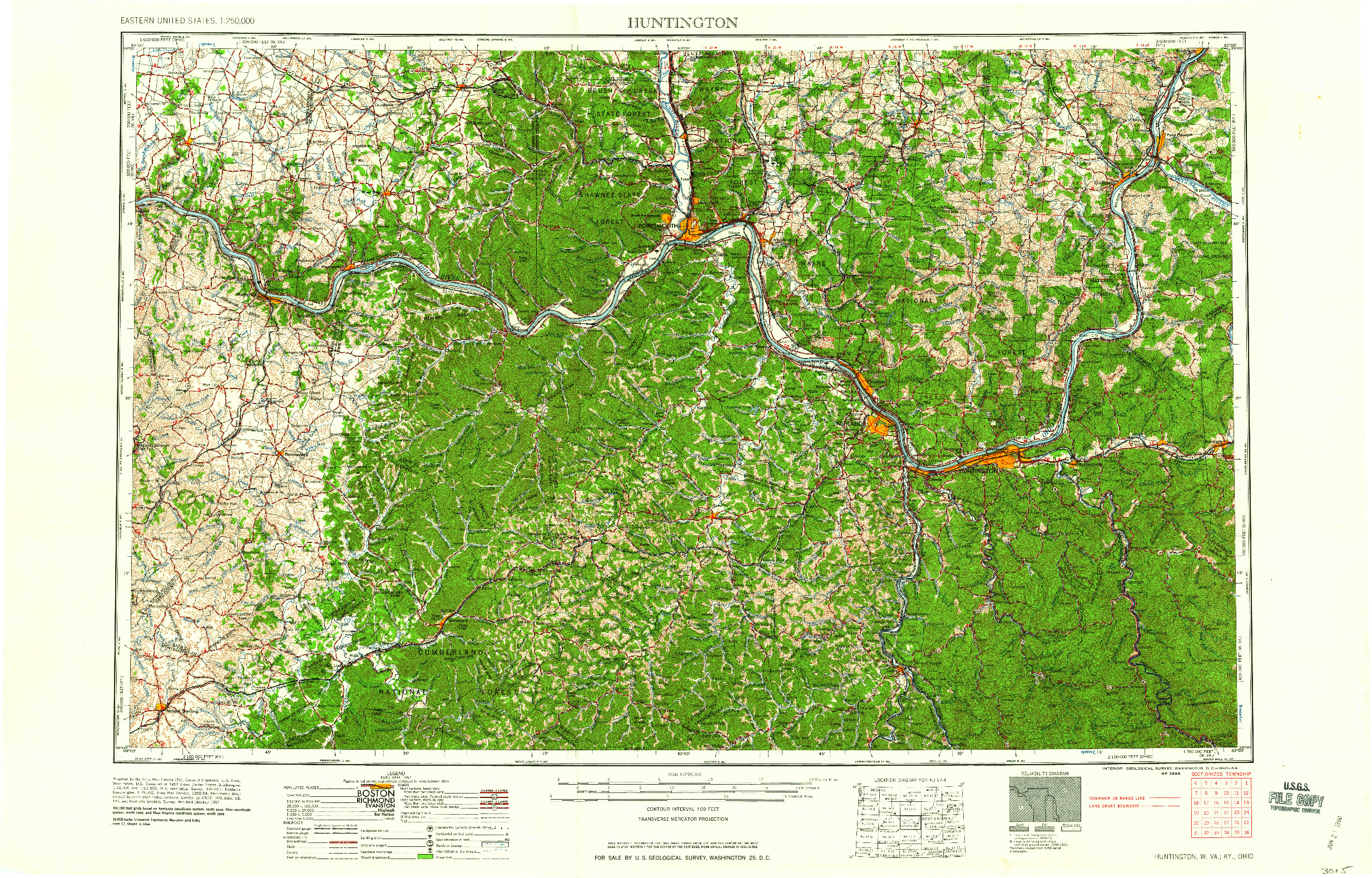 USGS 1:250000-SCALE QUADRANGLE FOR HUNTINGTON, WV 1960