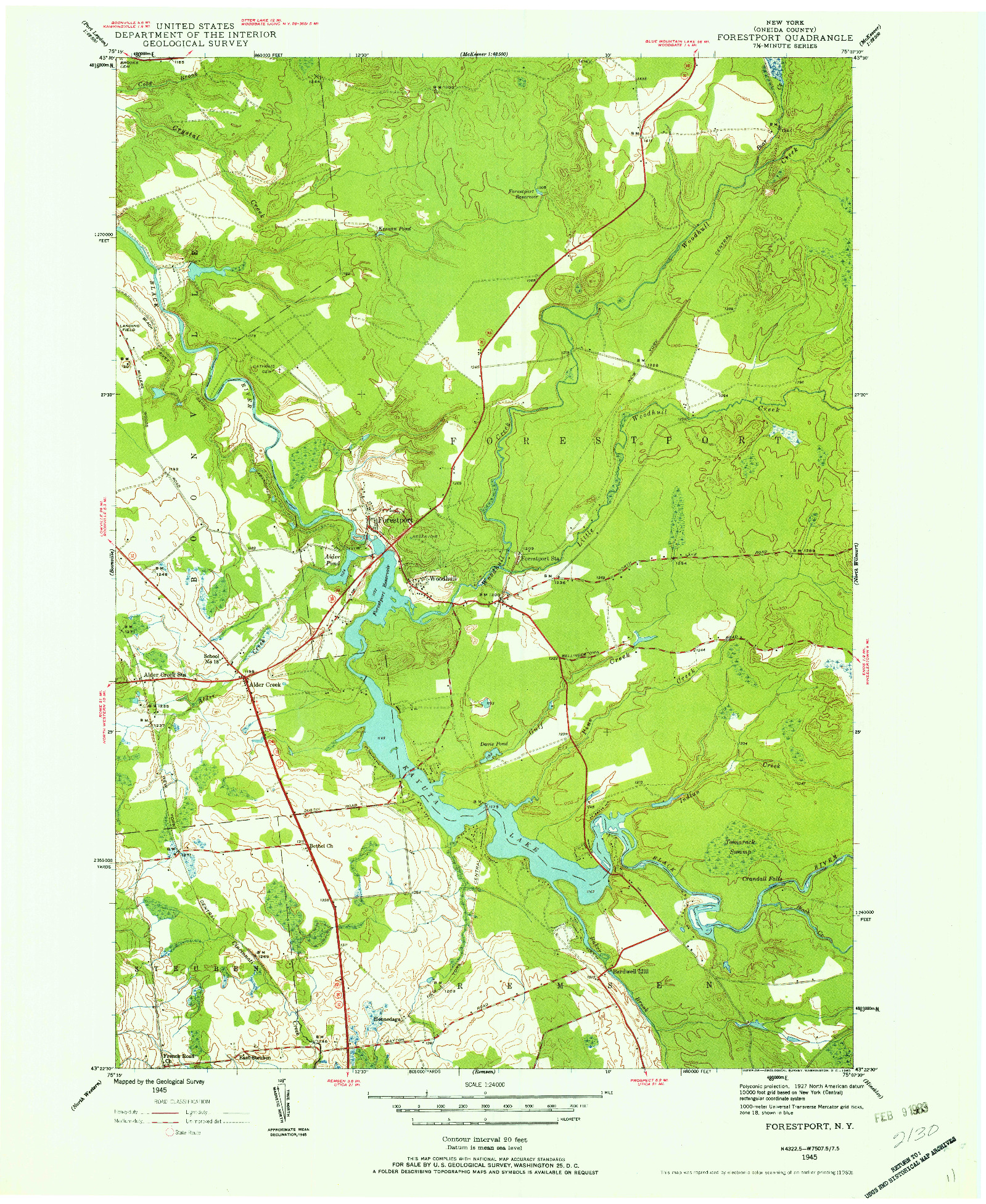 USGS 1:24000-SCALE QUADRANGLE FOR FORESTPORT, NY 1945