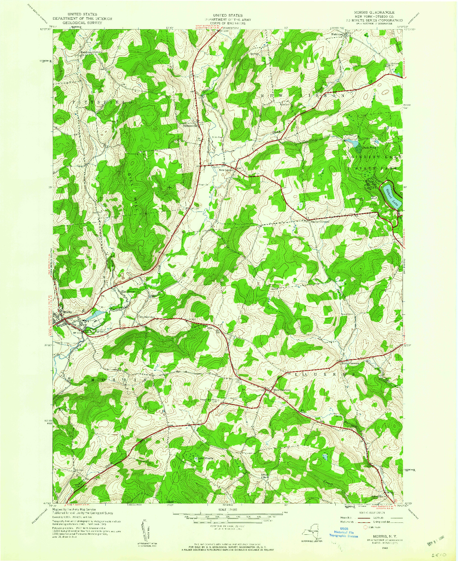 USGS 1:24000-SCALE QUADRANGLE FOR MORRIS, NY 1943