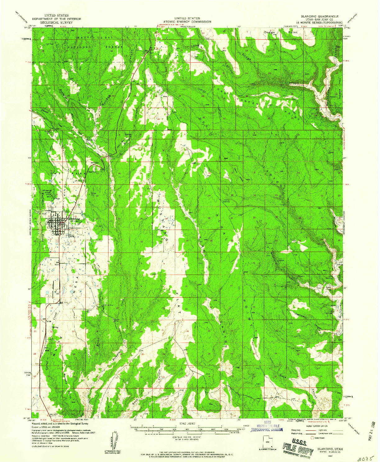 USGS 1:62500-SCALE QUADRANGLE FOR BLANDING, UT 1957