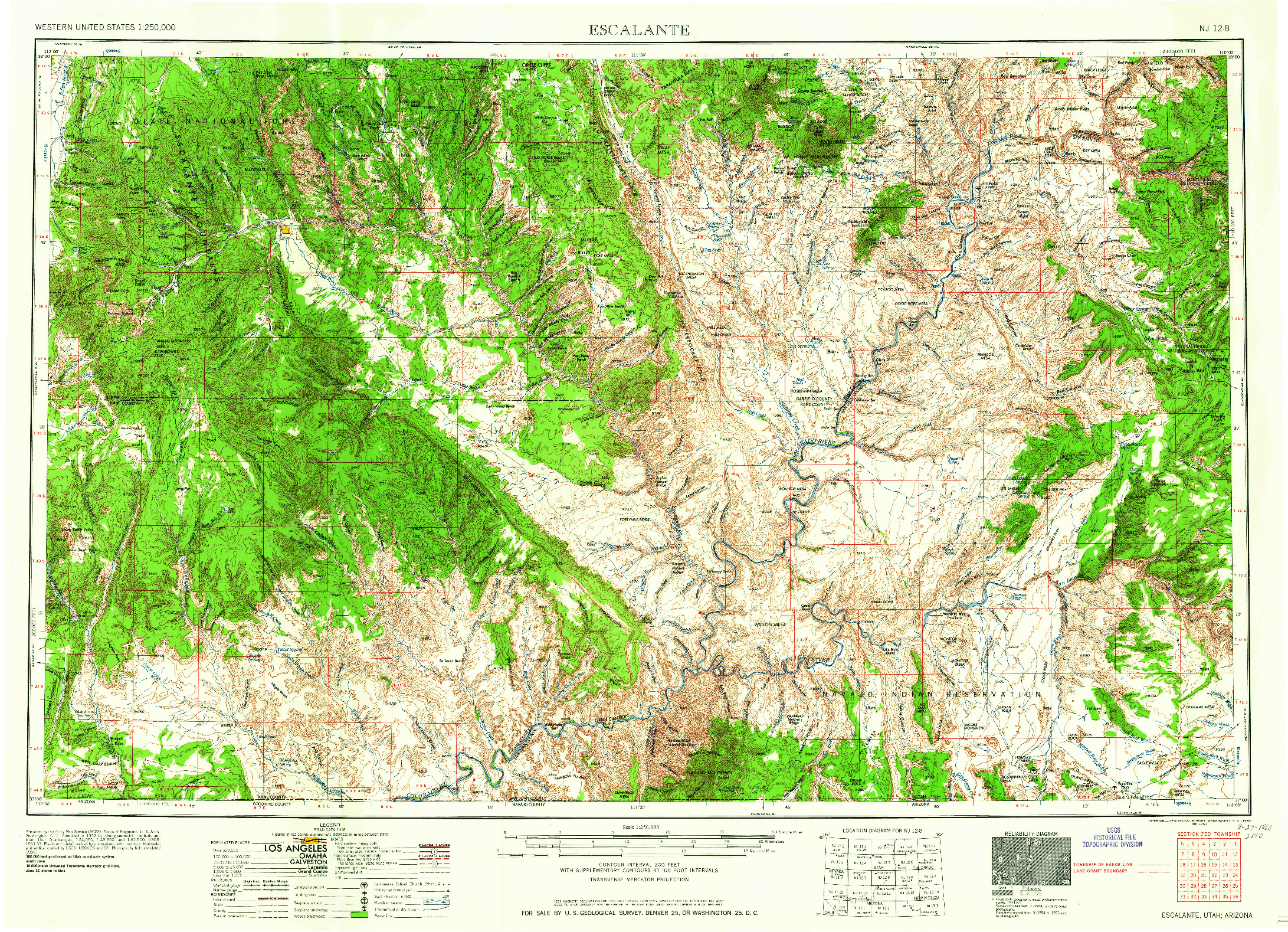 USGS 1:250000-SCALE QUADRANGLE FOR ESCALANTE, UT 1960