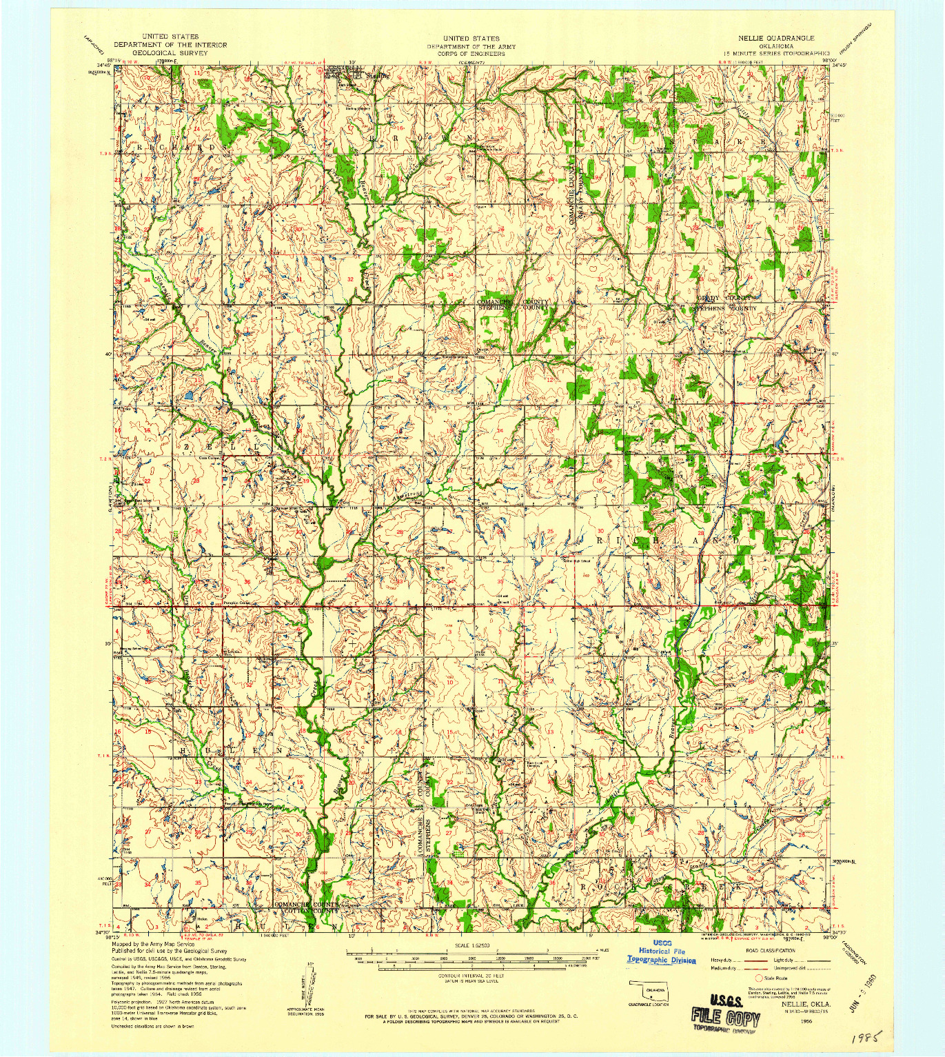 USGS 1:62500-SCALE QUADRANGLE FOR NELLIE, OK 1956
