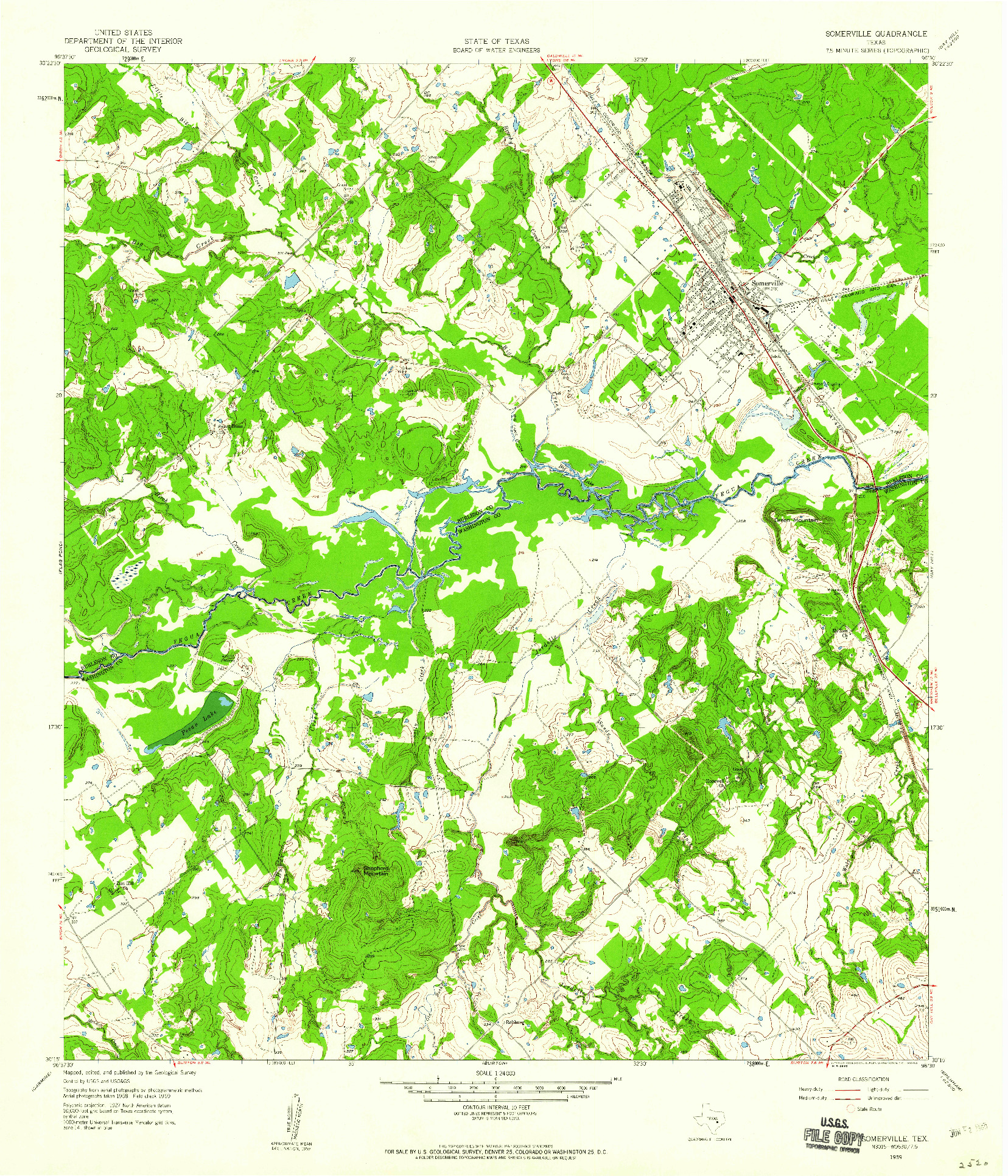 USGS 1:24000-SCALE QUADRANGLE FOR SOMERVILLE, TX 1959